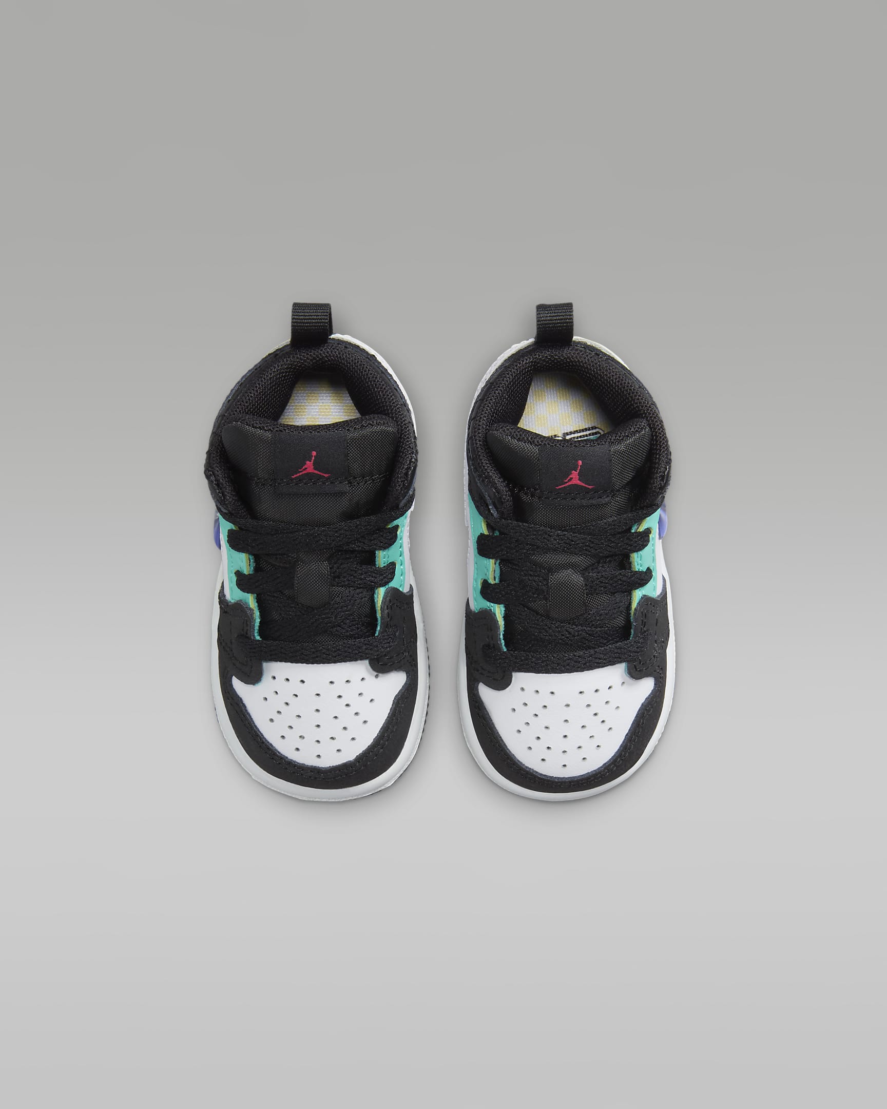 Jordan 1 Mid SE Baby/Toddler Shoes - Black/White/Hyper Jade/Siren Red