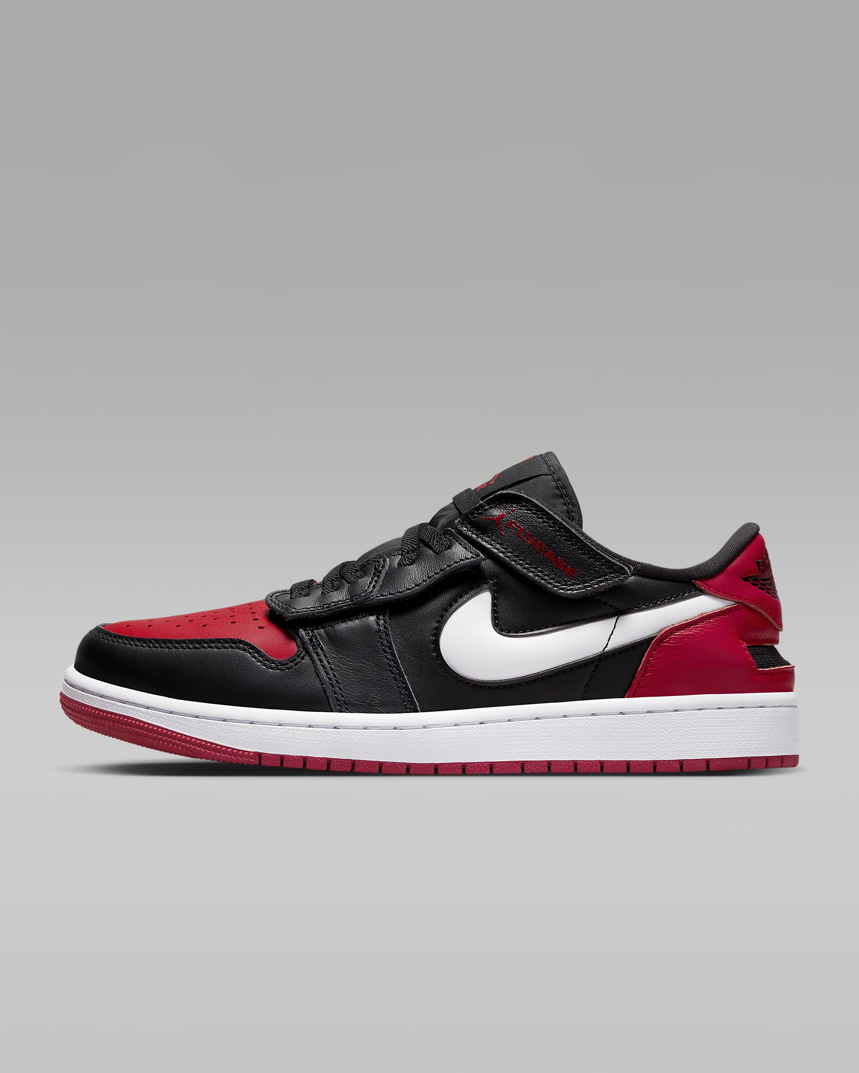 Air Jordan 1 Low FlyEase Men's Easy On/Off Shoes - Black/White/Gym Red