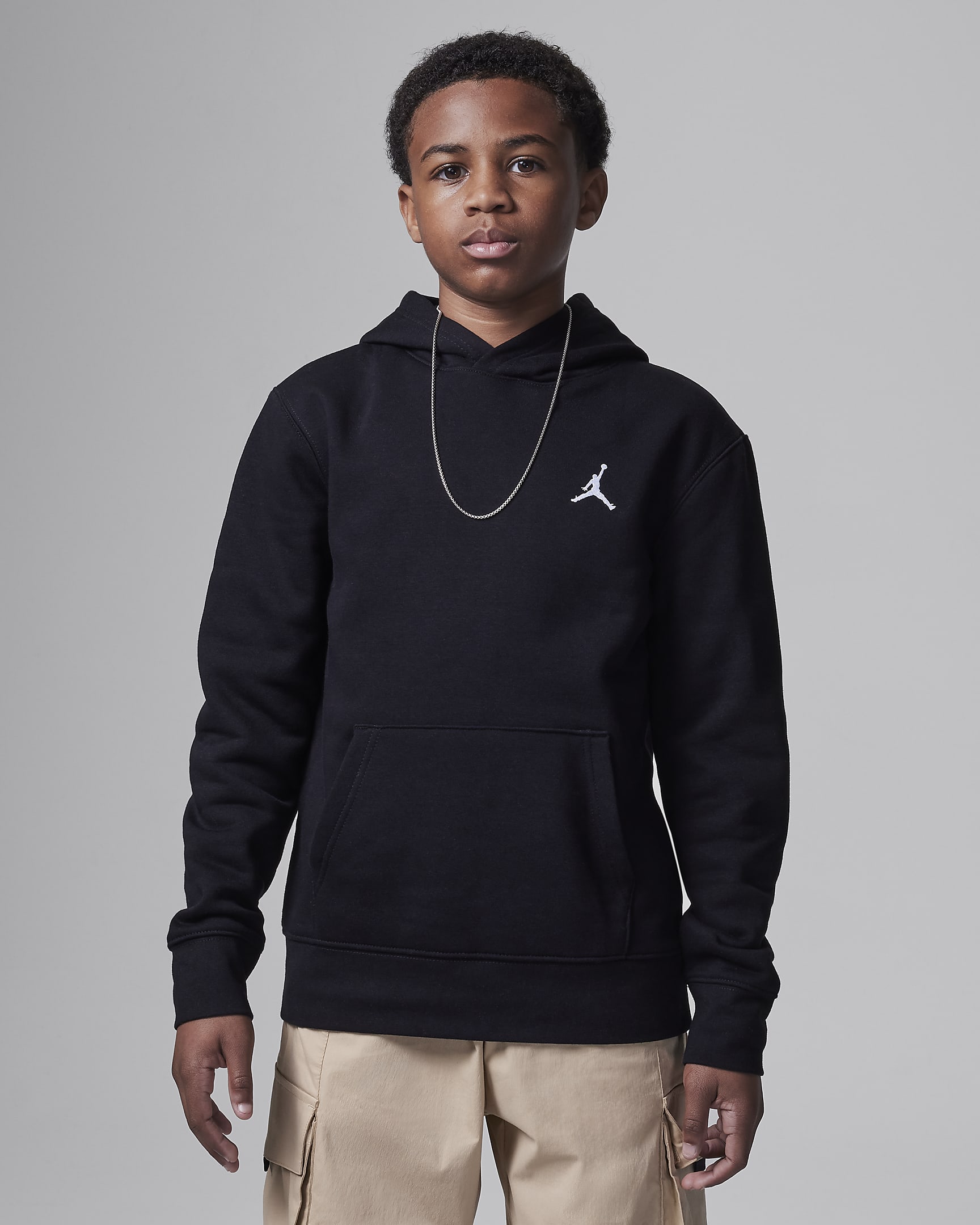 Jordan MJ Brooklyn Big Kids' Fleece Pullover Hoodie - Black