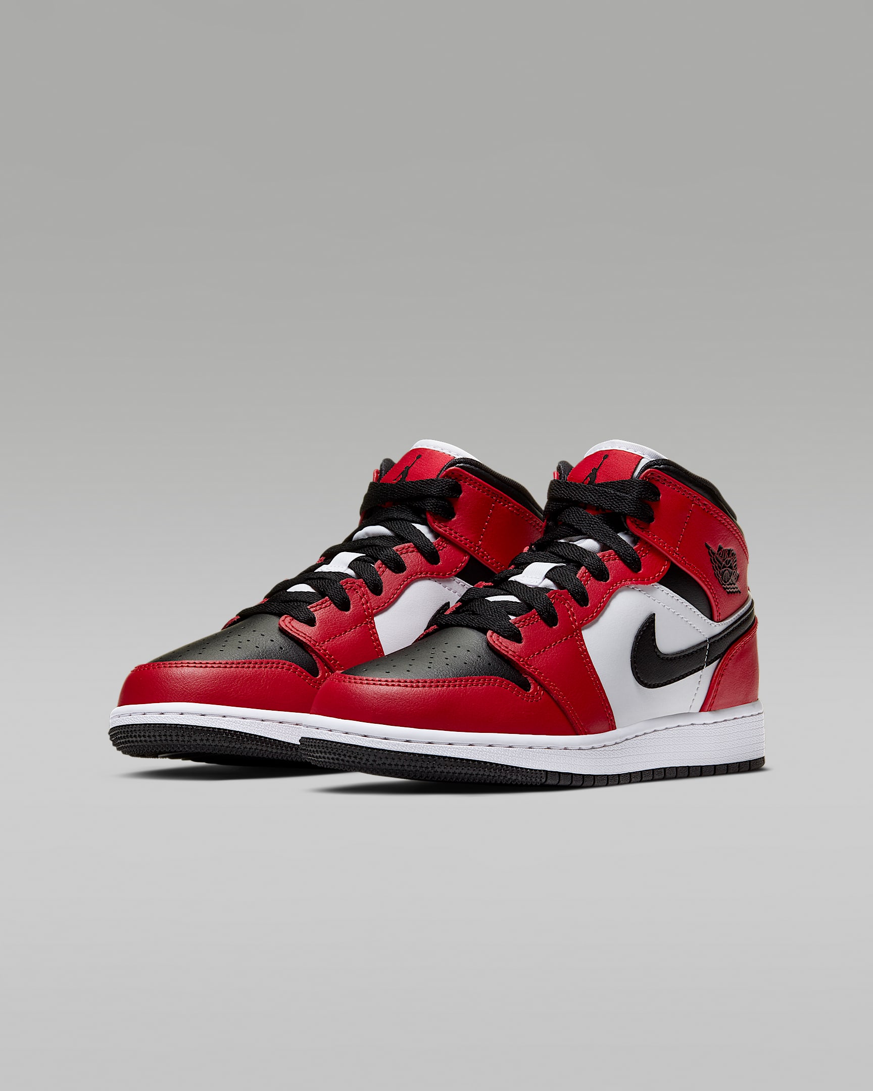 Chaussure Jordan 1 Mid pour ado - Noir/Gym Red/Noir
