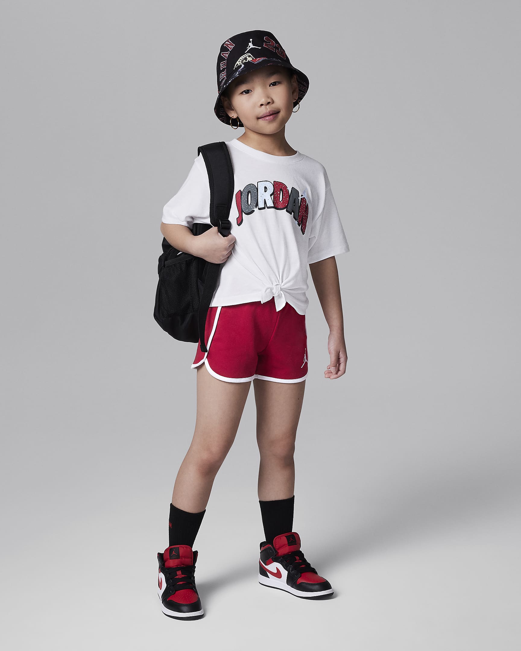 Conjunto de shorts de French Terry para niños talla pequeña Jordan Jumpman Twinkle - Rojo gimnasio