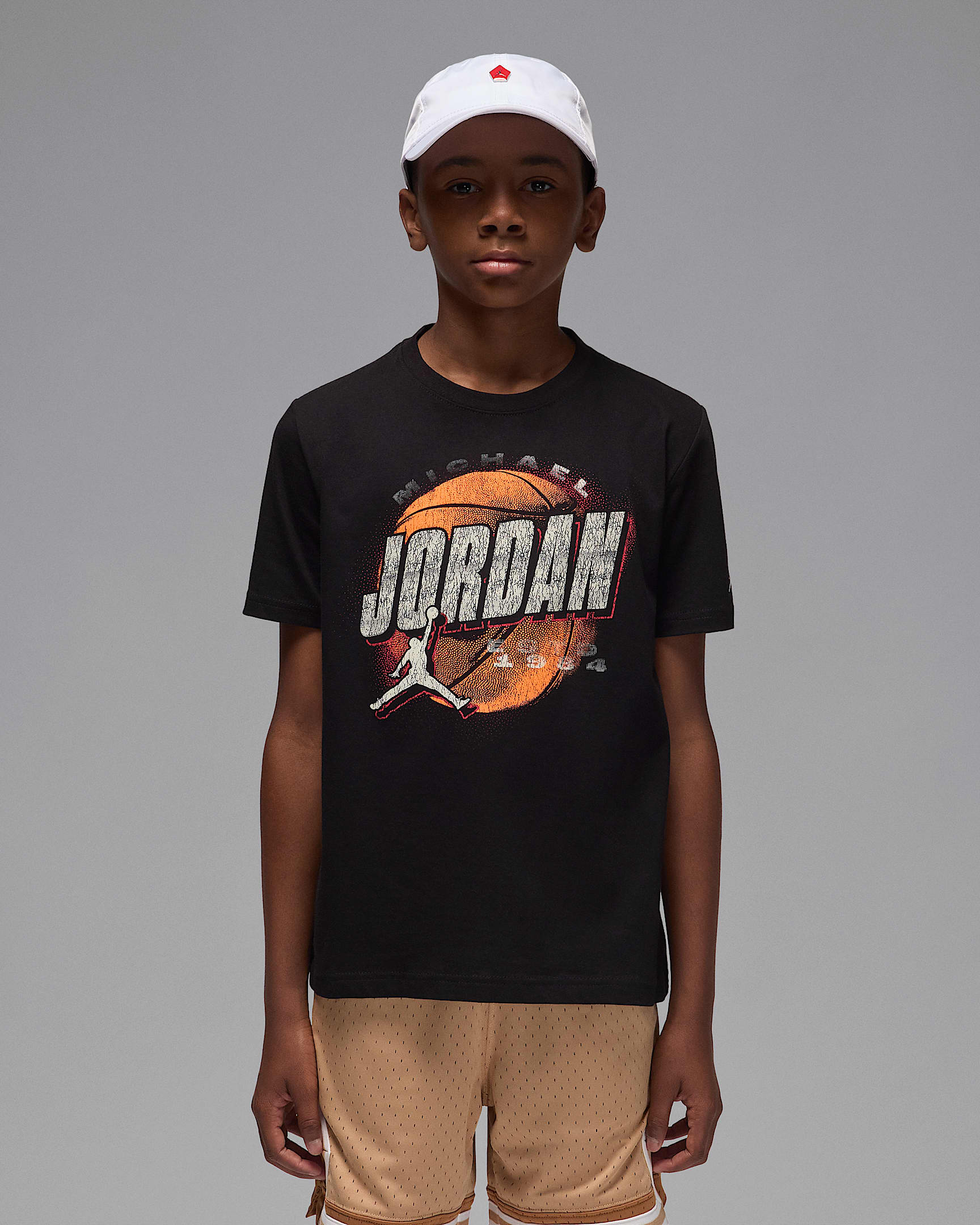 Jordan Big Kids' Distressed Chrome T-Shirt - Black