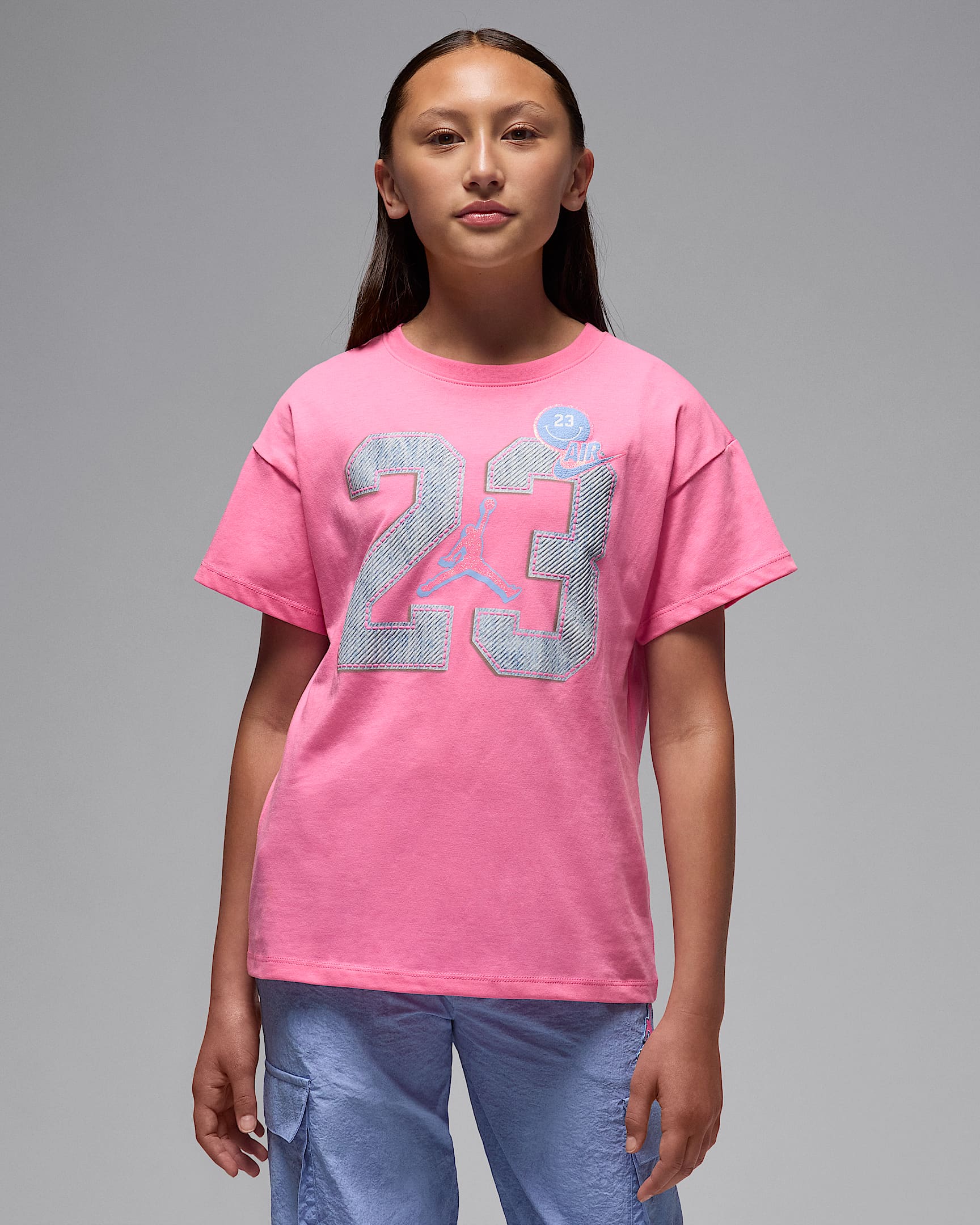 Jordan Blue Jeans and Bling Big Kids' T-Shirt - Pink Glow