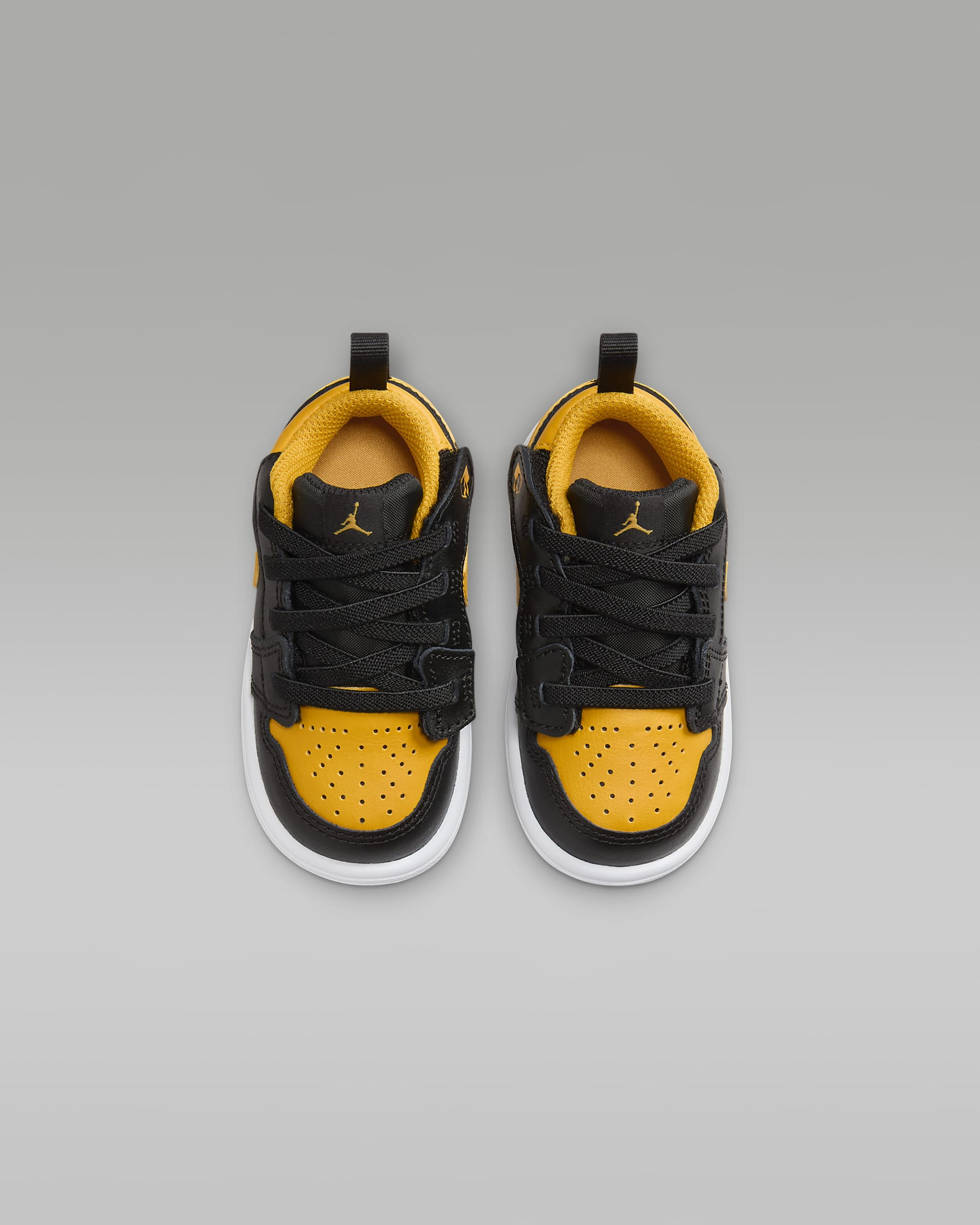 Jordan 1 Low Alt-sko til babyer/småbørn - sort/hvid/Yellow Ochre
