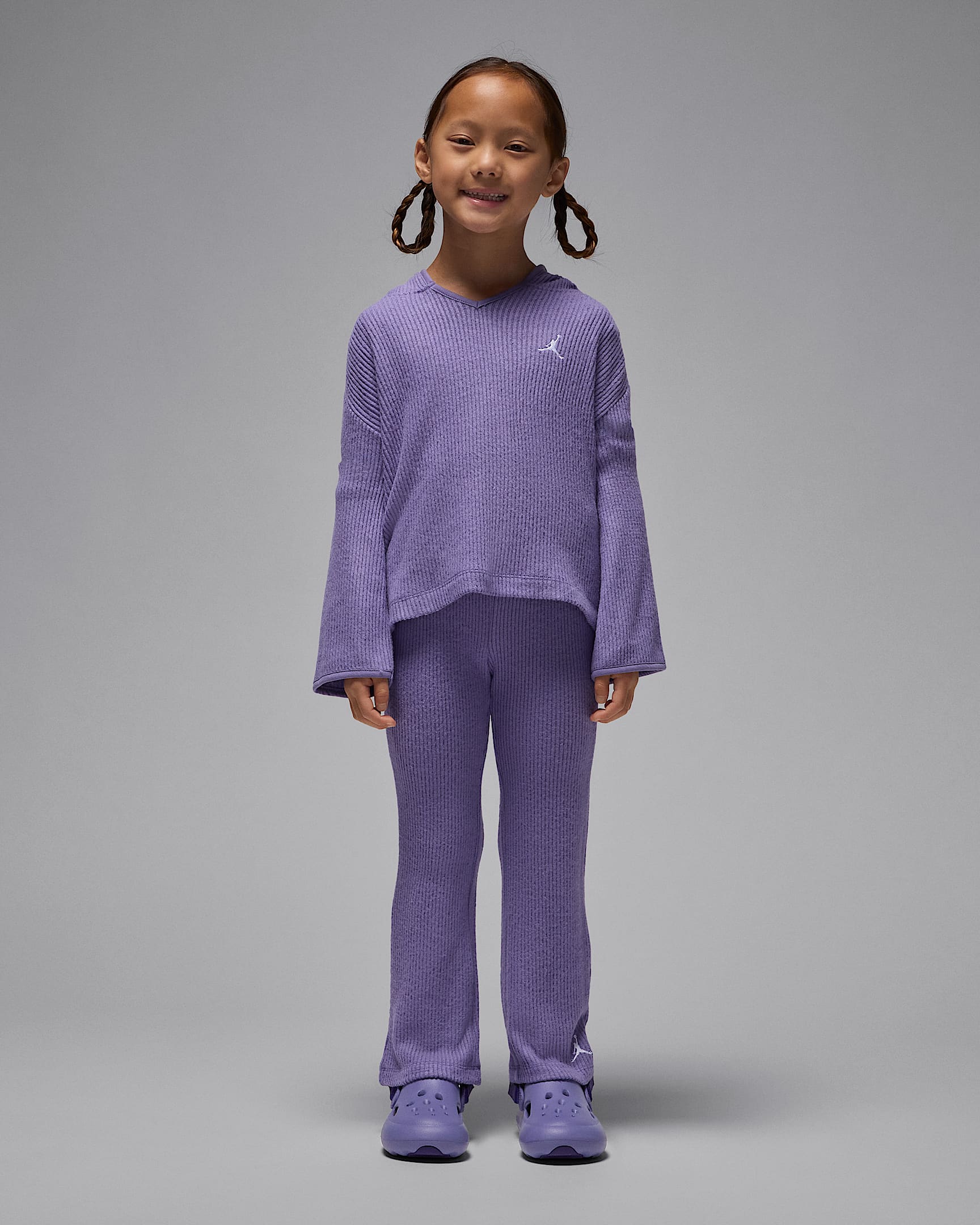 Conjunto de 2 piezas con sudadera sin cierre de tela de canalé Heir To The Crown para niños talla pequeña Jordan - Amatista empolvado