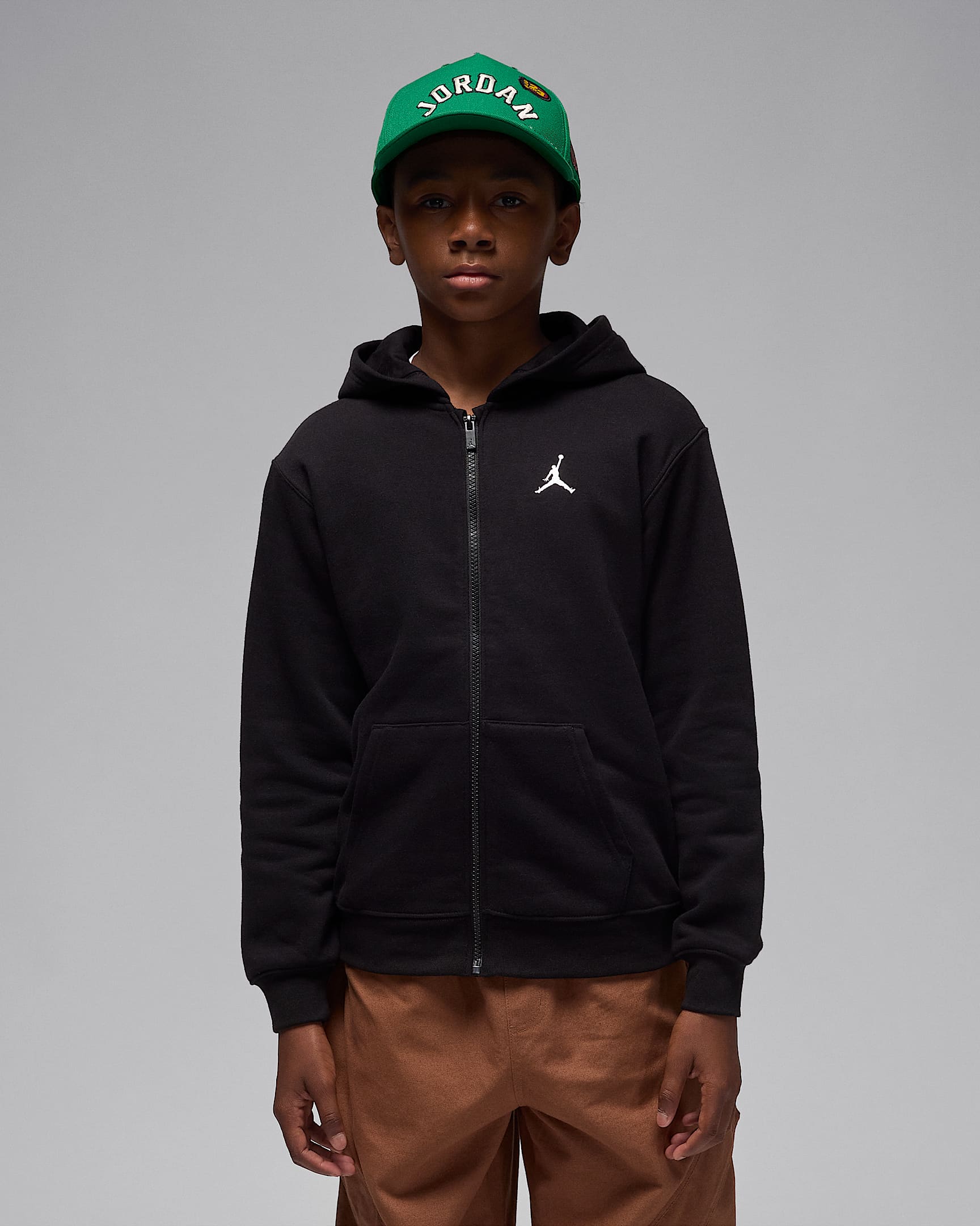 Jordan Brooklyn Fleece Big Kids' Full-Zip Hoodie - Black