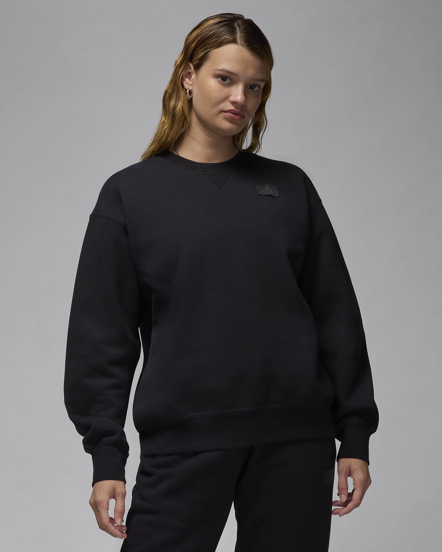 Jordan Flight Fleece Women's Crew-Neck Sweatshirt - Black/Dark Smoke Grey