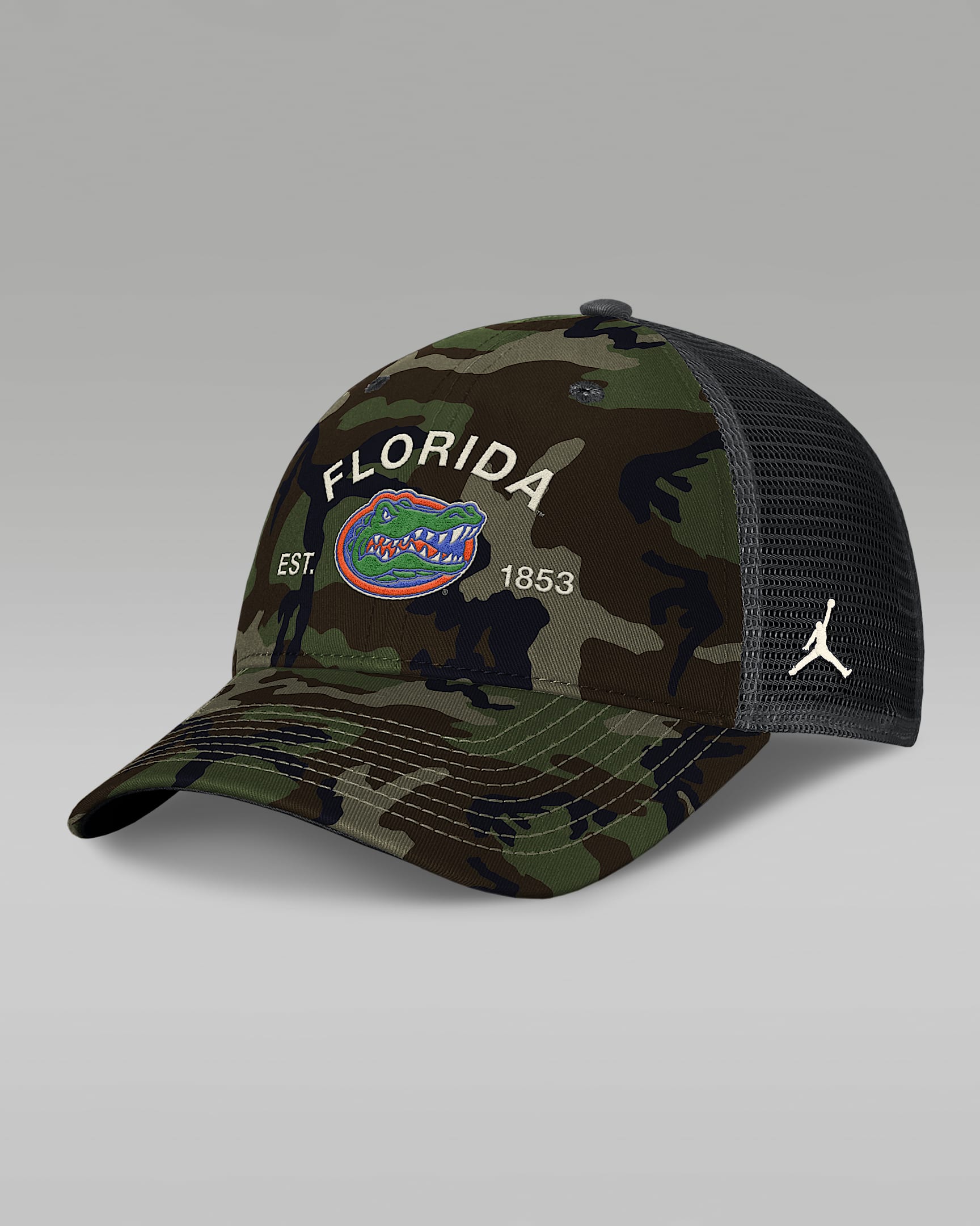 Florida 2025 Military Appreciation Rise Men's Jordan Brand College Trucker Adjustable Hat - Olive