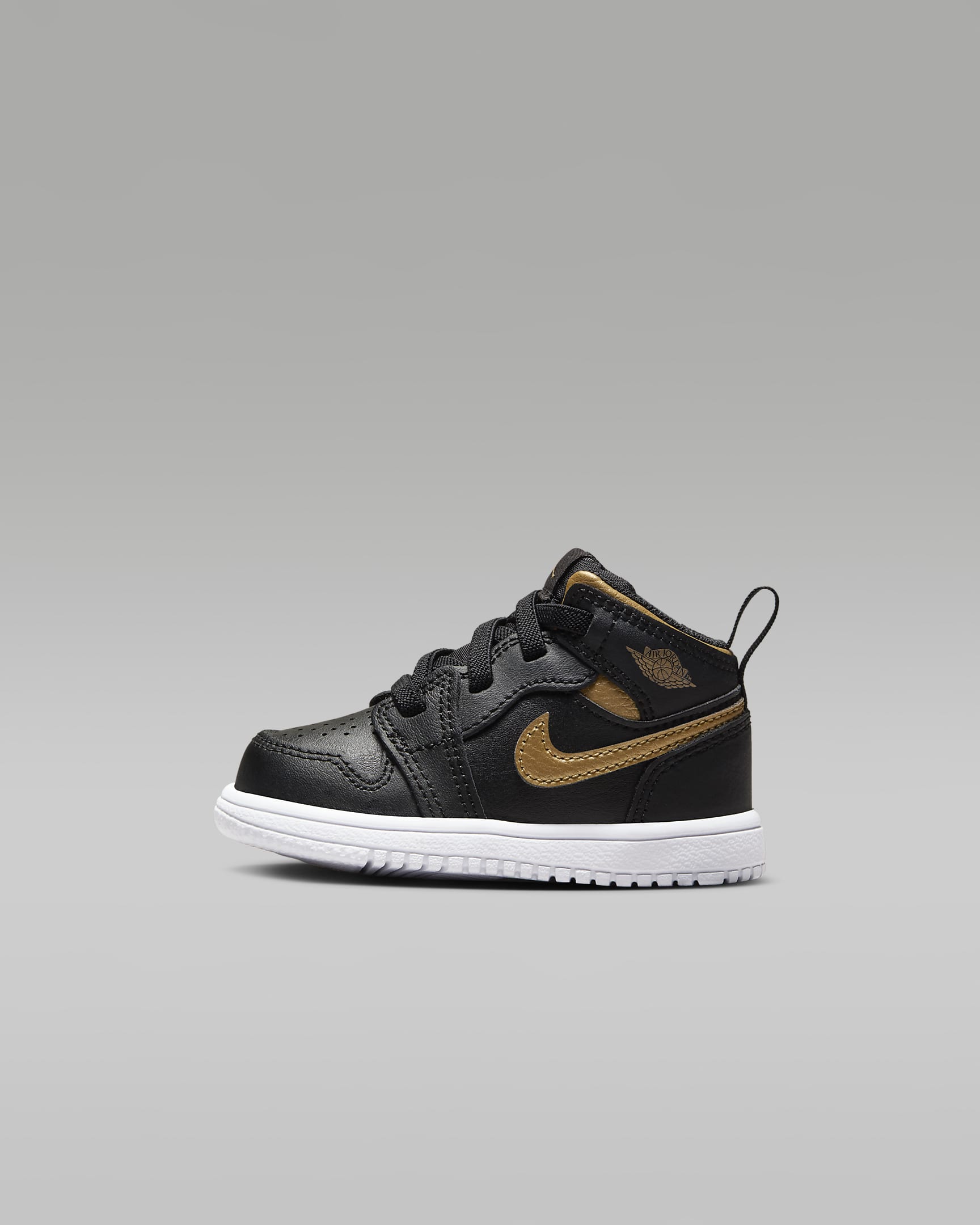 Chaussure Jordan 1 Mid Alt pour bébé et tout-petit - Noir/Blanc/Metallic Gold