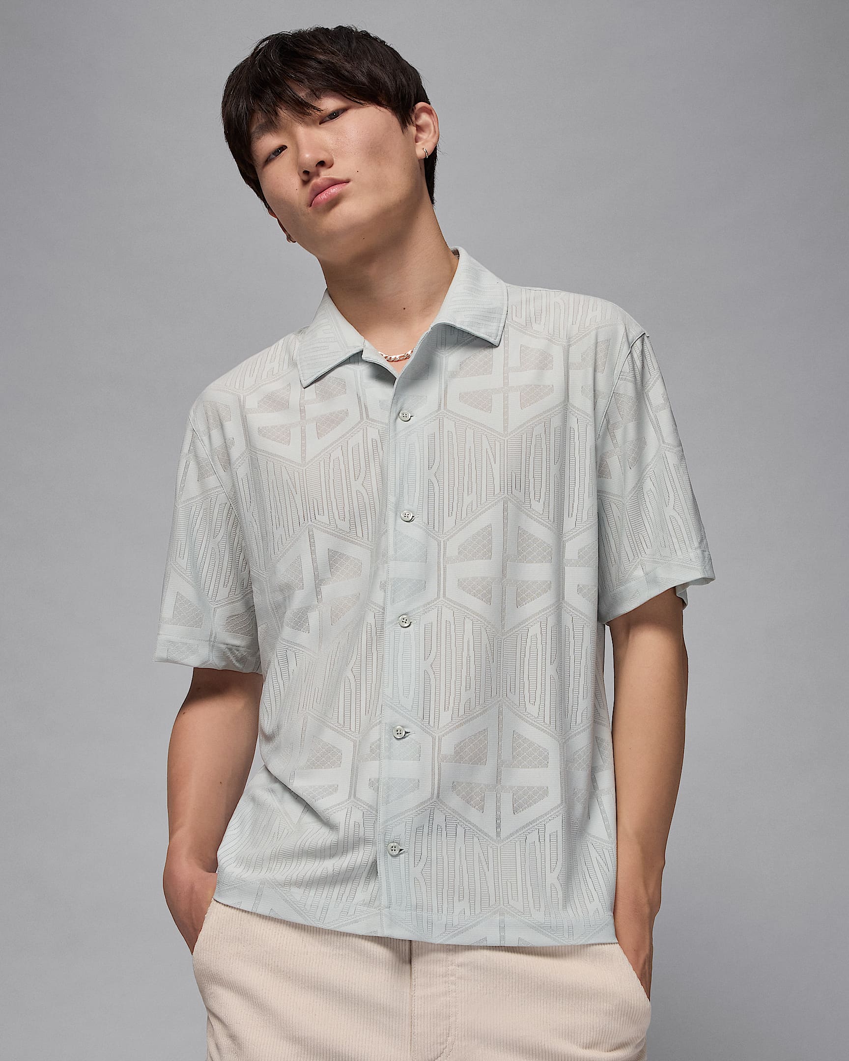 Jordan Flight Men's Short-Sleeve Knit Top - Light Silver