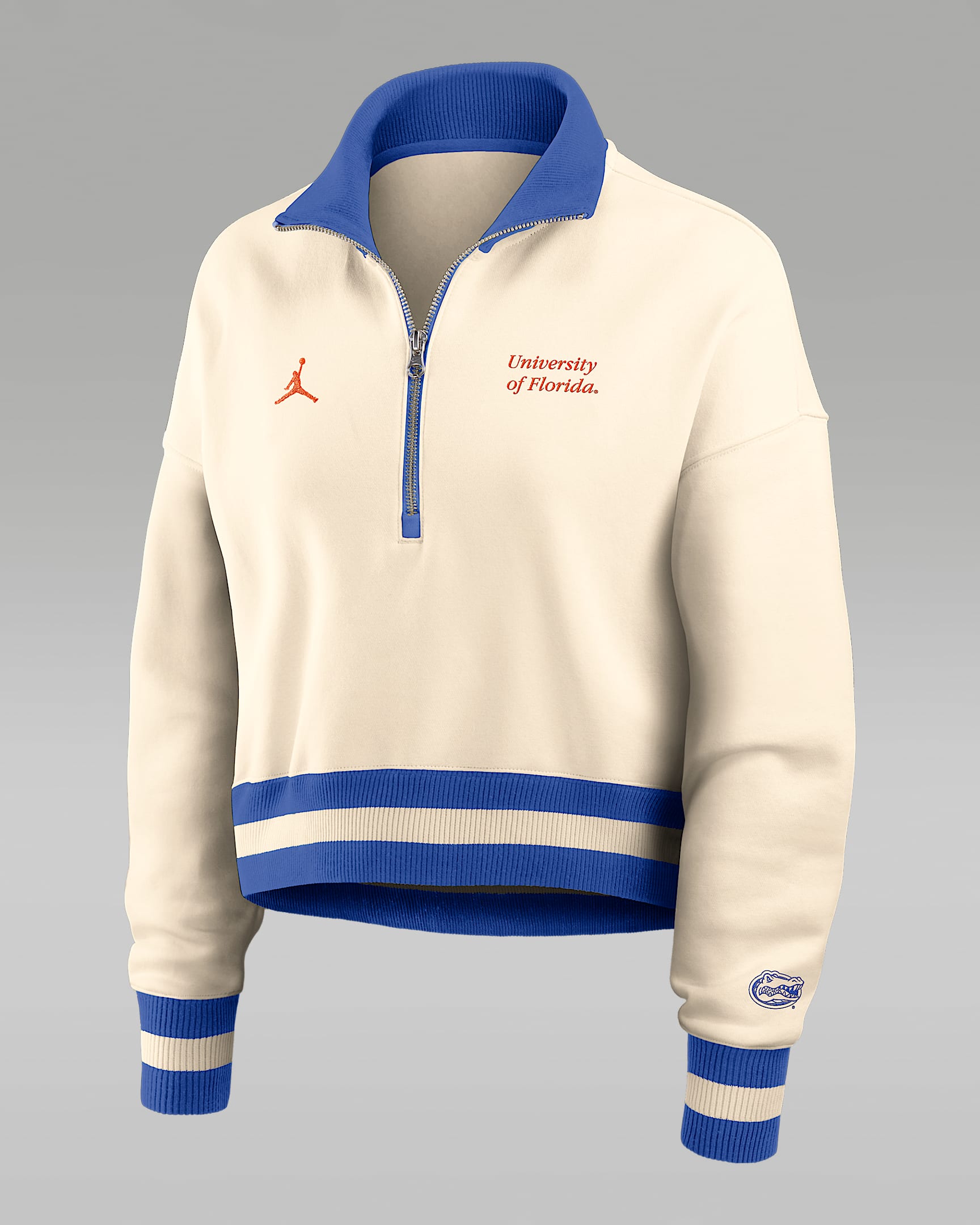 Florida Legacy Women's Jordan Brand College Cropped 1/4-Zip Crew - Tan/Beige