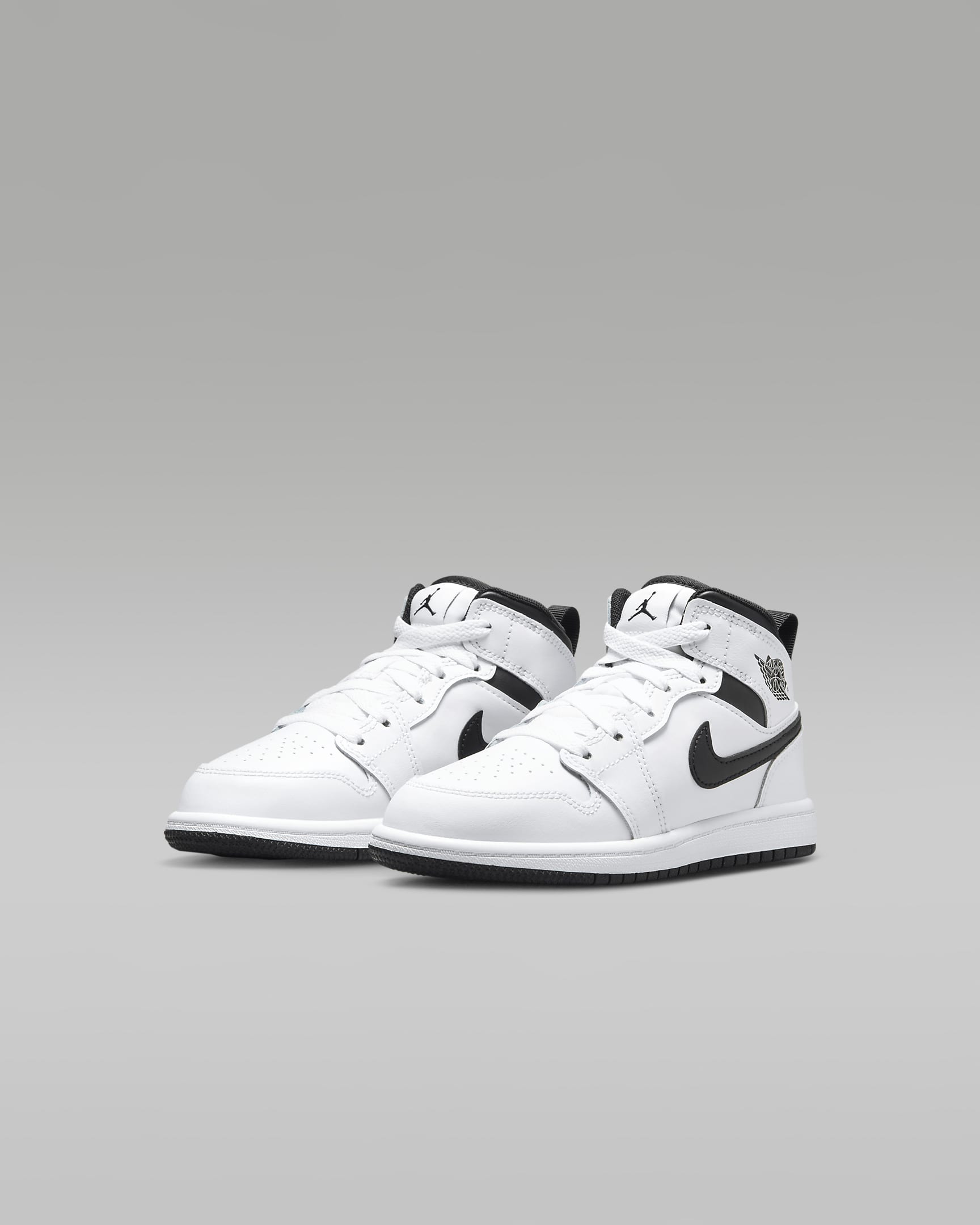 Jordan 1 Mid Little Kids' Shoes - White/White/Black/Black