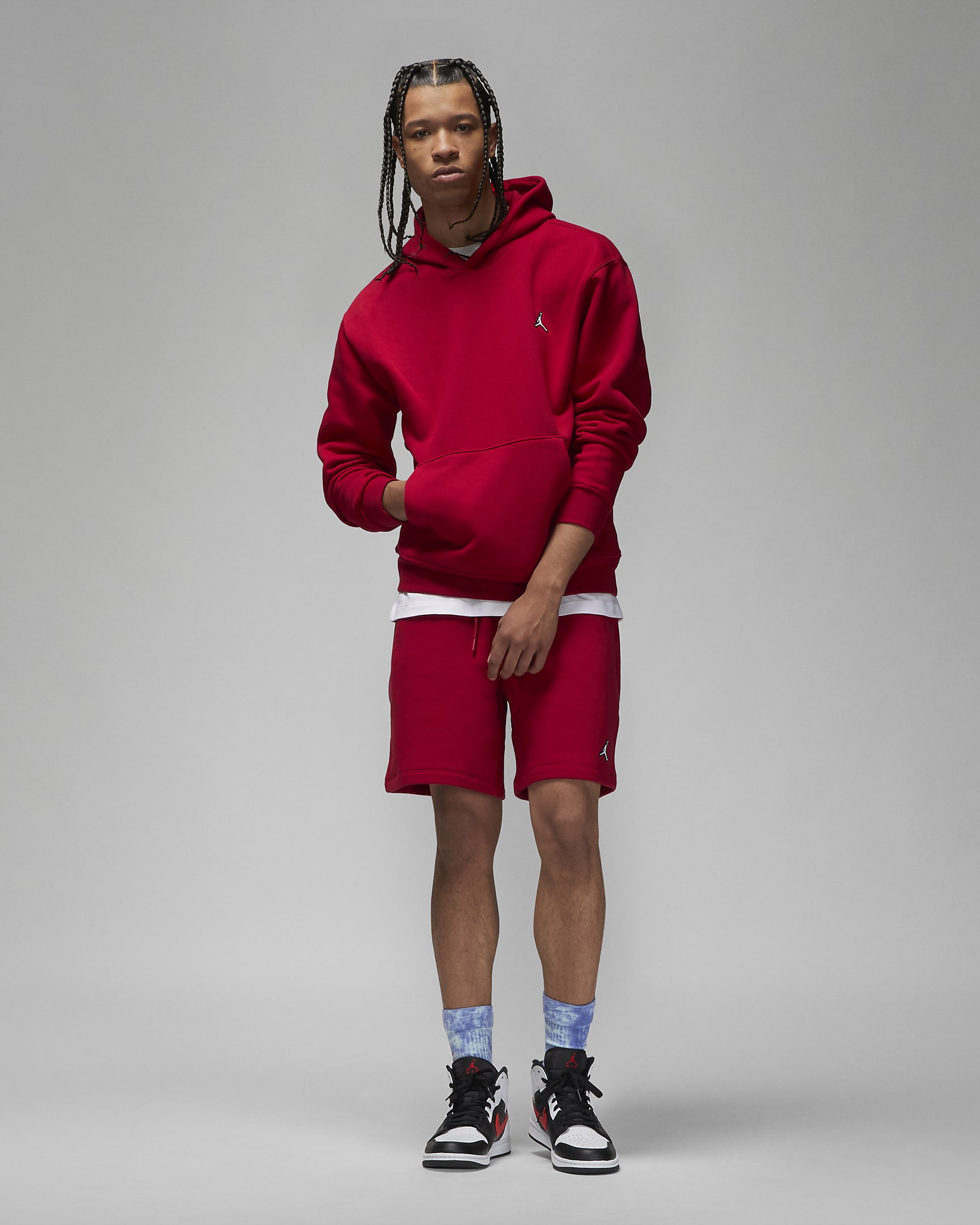 Męska bluza z kapturem Jordan Brooklyn Fleece - Gym Red/Biel