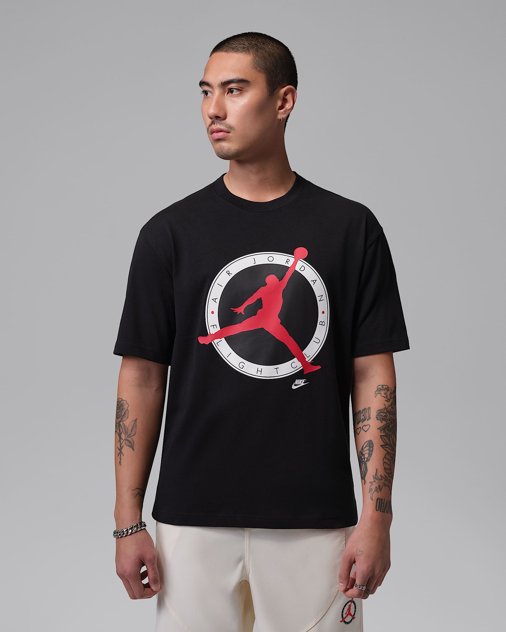 เสื้อยืดผู้ชาย Jordan Flight Club - ดำ/University Red