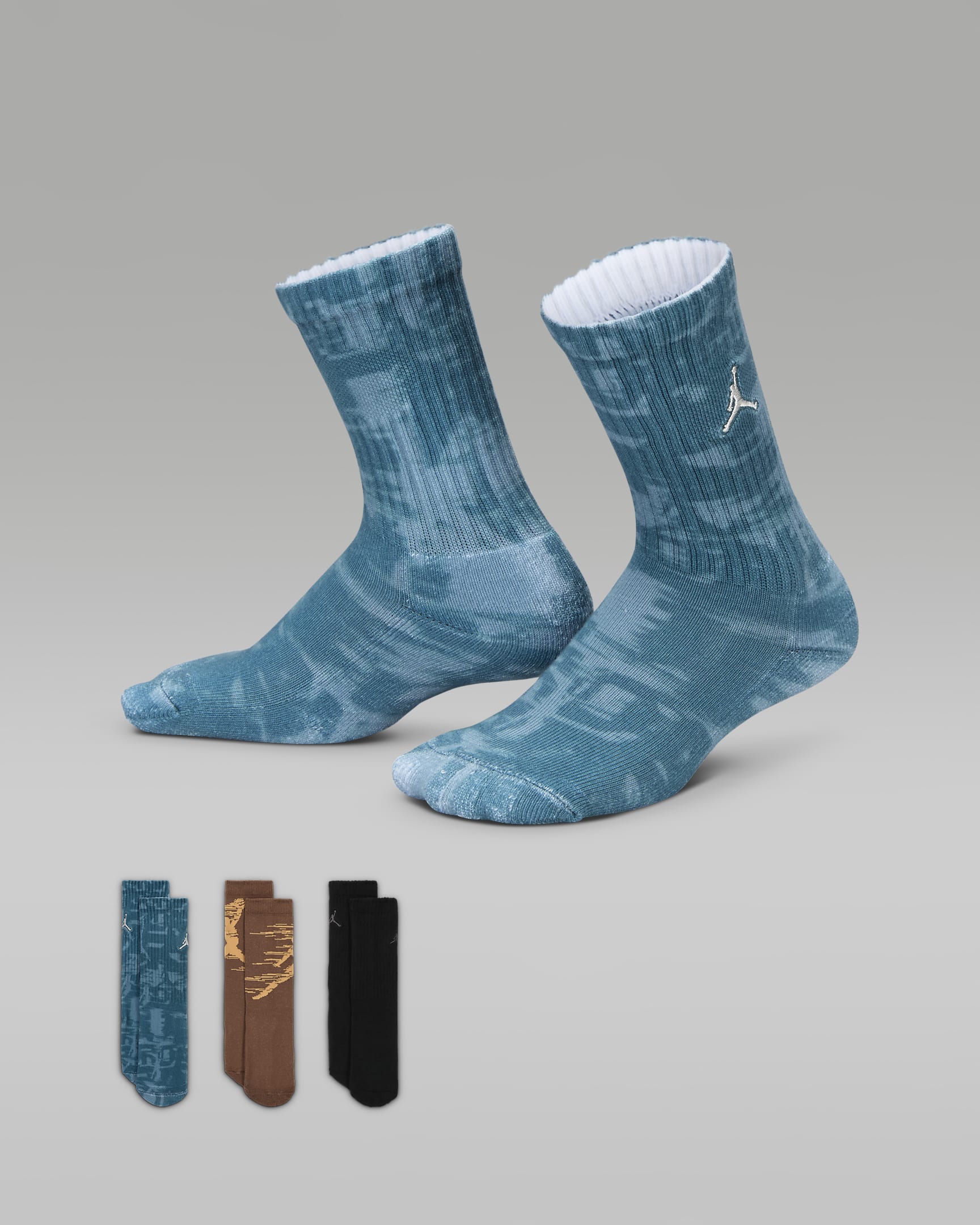 Jordan MVP Big Kids' Crew Socks (3 Pairs) - Oxidized Green