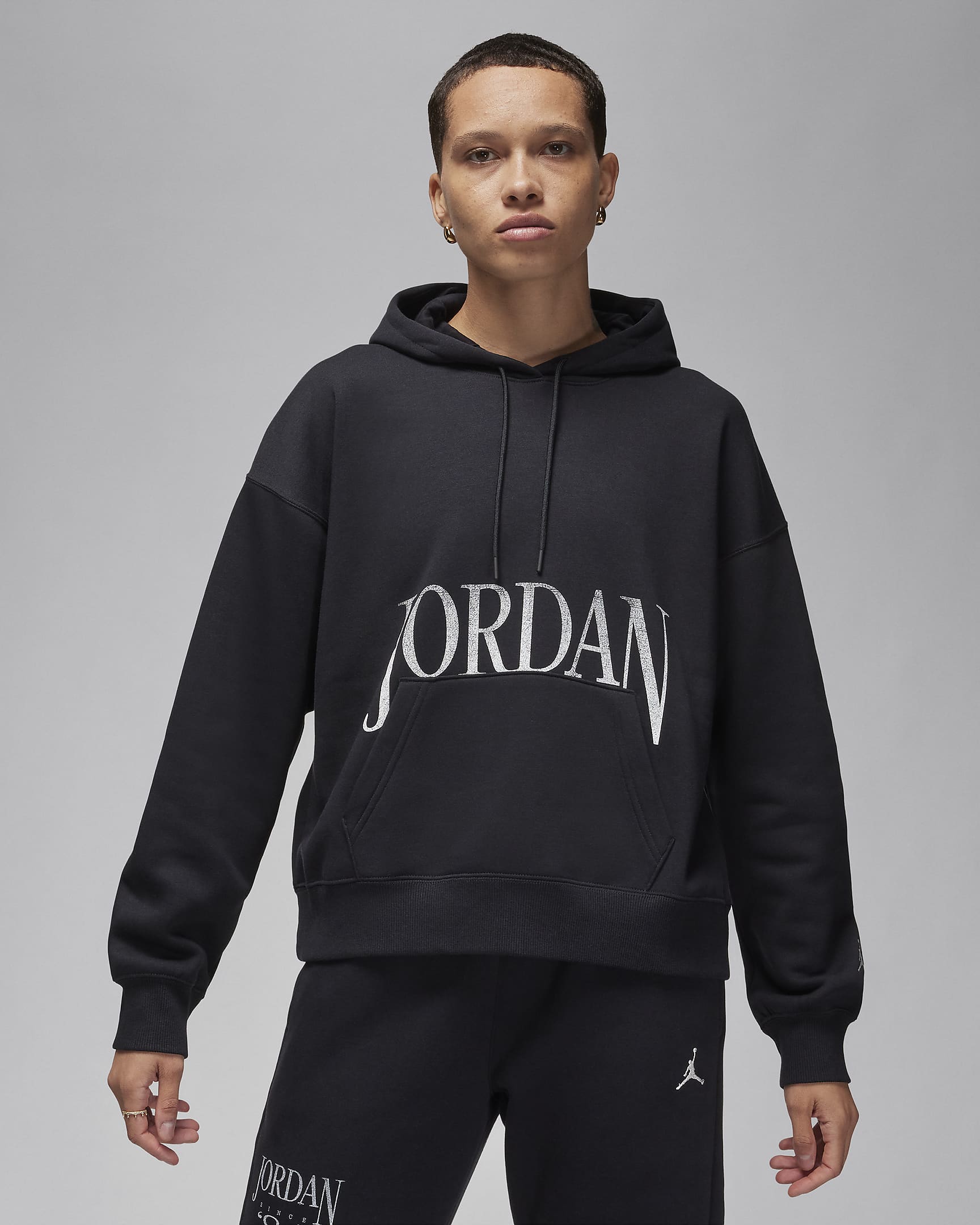Jordan Brooklyn Fleece Women's Pullover Hoodie - Black/Sail