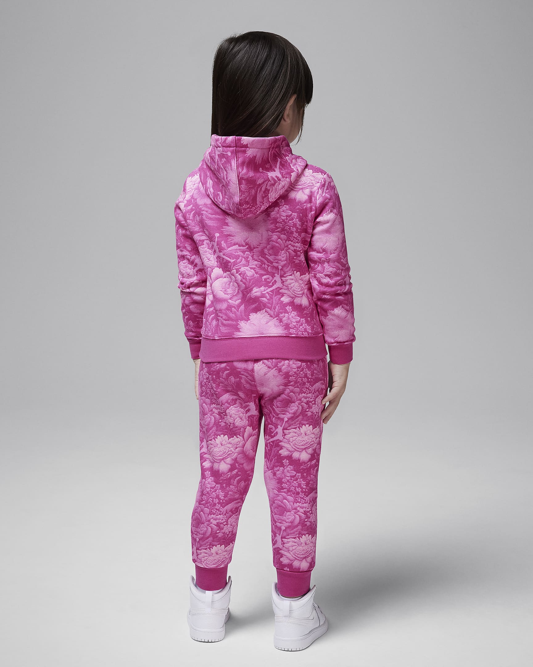 Jordan Brooklyn Essentials zweiteiliges Pullover-Set mit Blumenprint (Kleinkinder) - Fire Pink