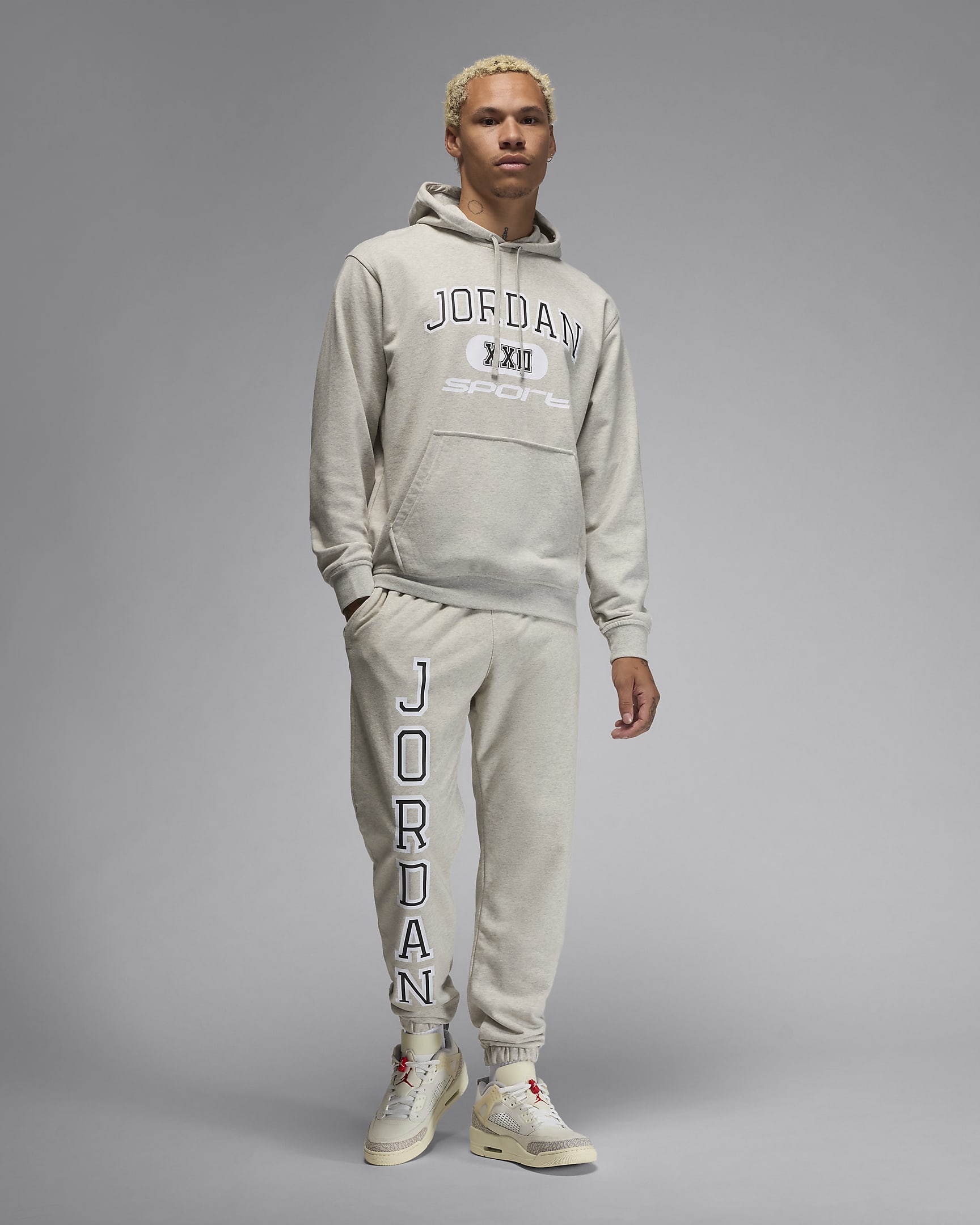 Jordan Sport Crossover Men's Dri-FIT Pullover Hoodie - Grey Heather/White