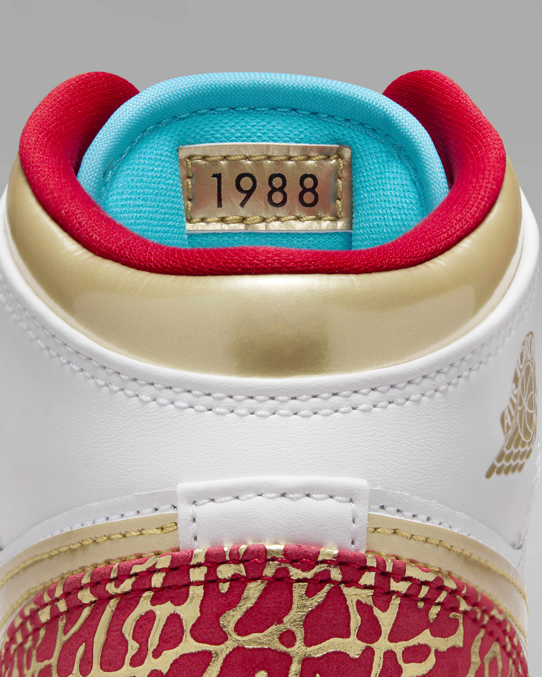 Air Jordan 1 Mid Sneaker School Older Kids' Shoes - White/University Red/Blue Lightning/Metallic Gold