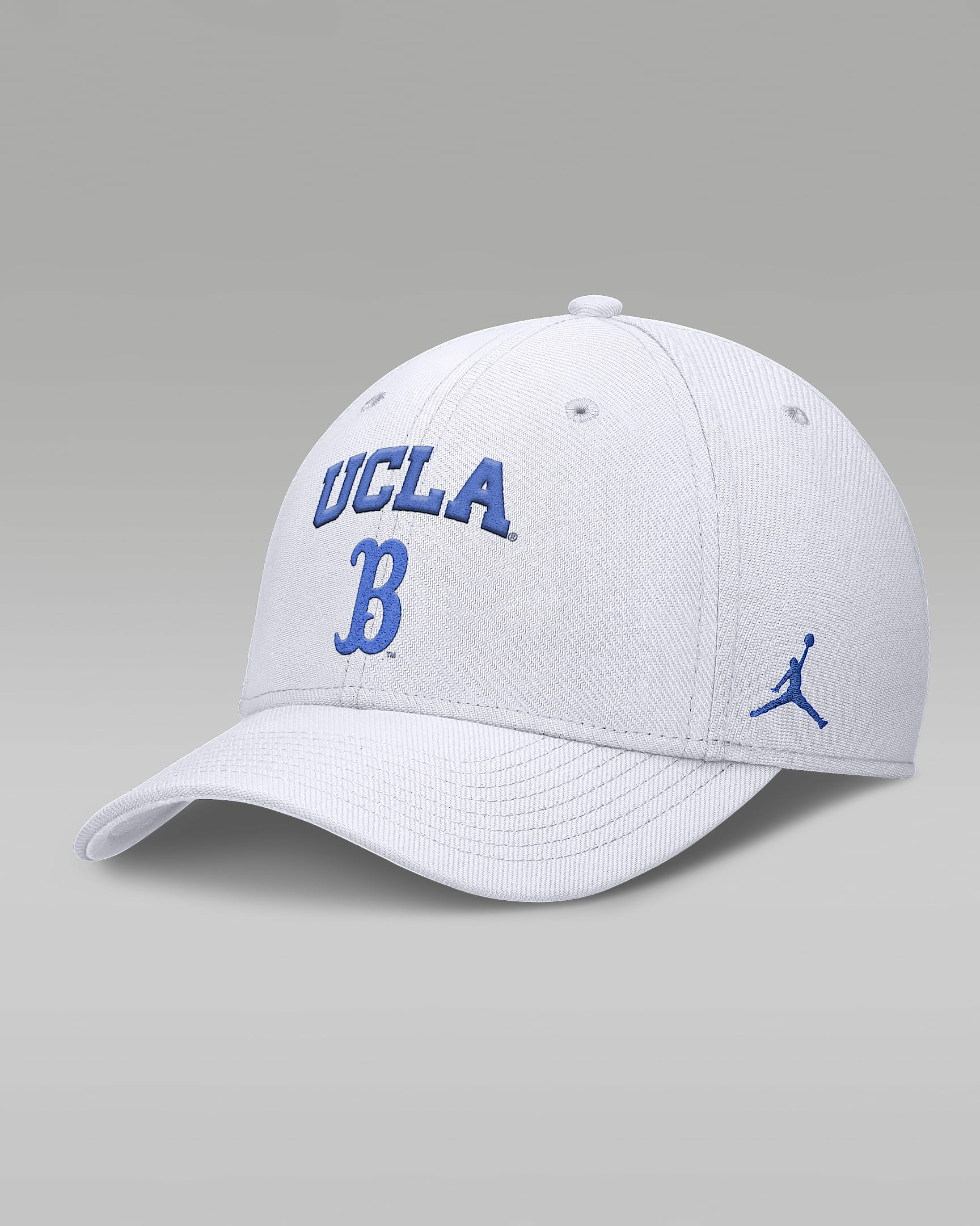 Gorra universitaria marca Jordan Dri-FIT para hombre UCLA On-Field Rise Swoosh - Blanco