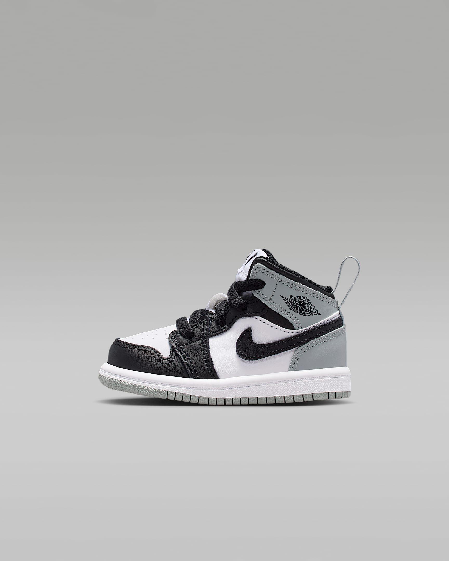 Jordan 1 Mid Baby/Toddler Shoes - White/Light Smoke Grey/Black