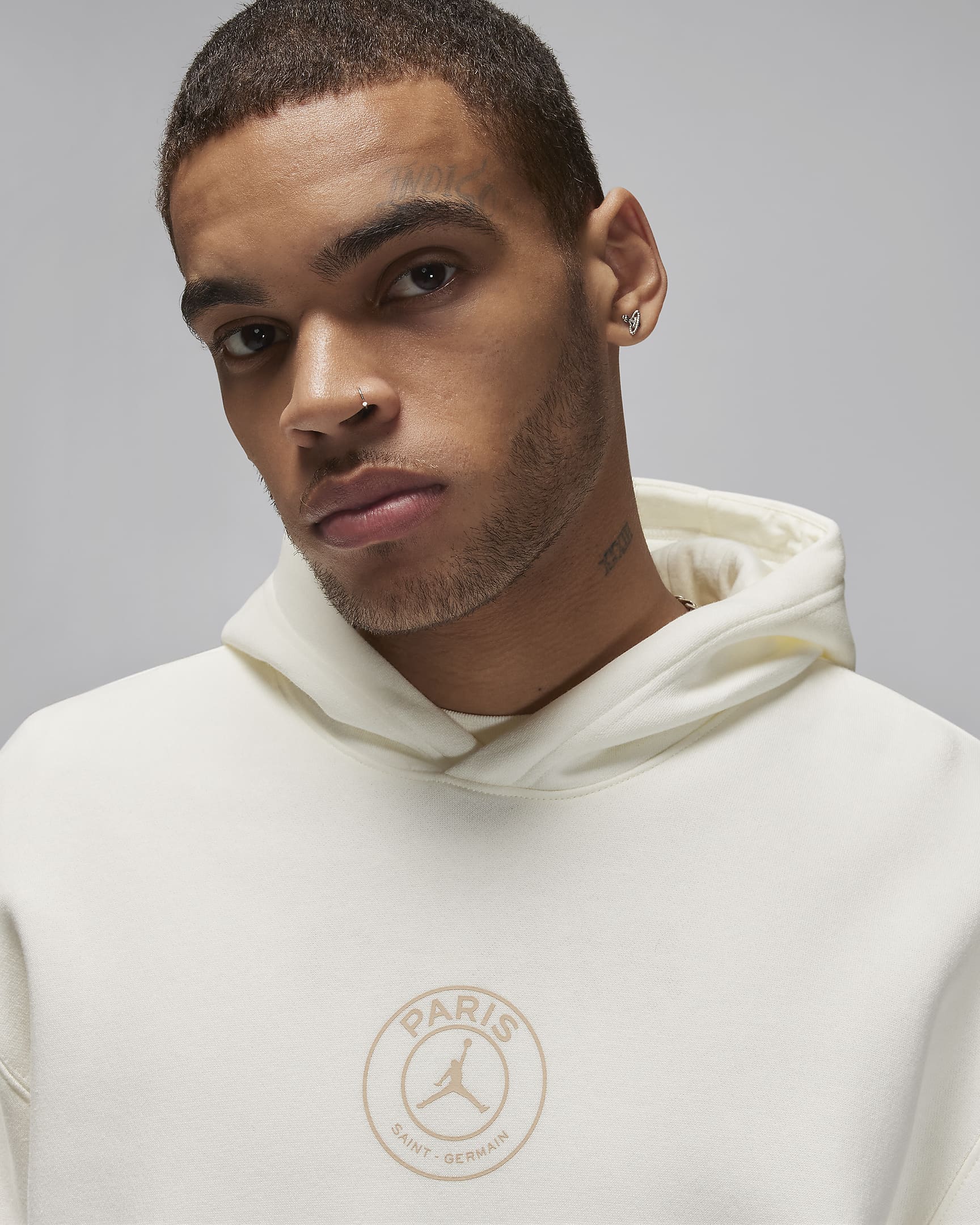 Paris Saint-Germain Men's Fleece Pullover Hoodie - Sail/Sand Drift