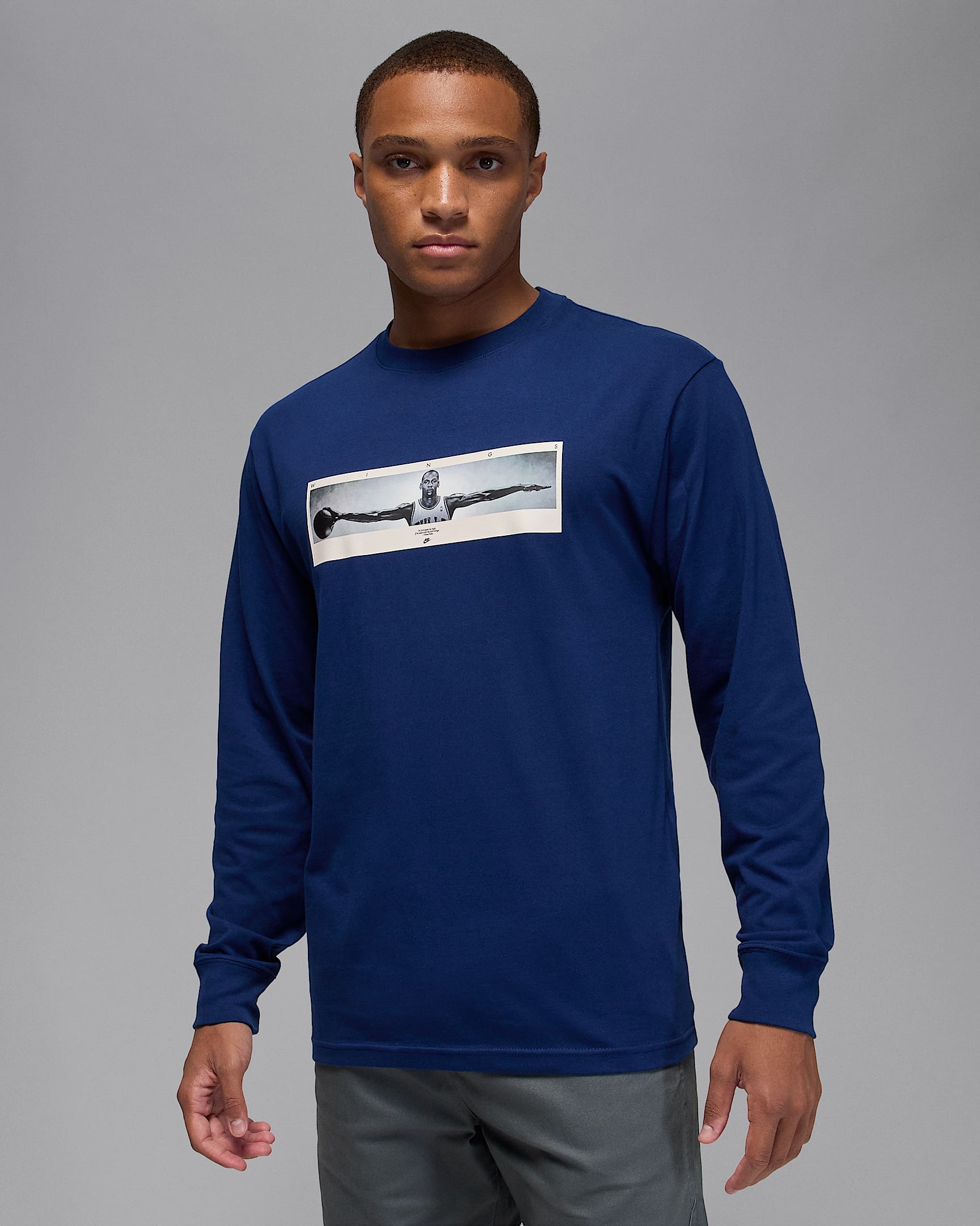Jordan Men's Long-Sleeve Crew-Neck T-Shirt - Blue Void/White