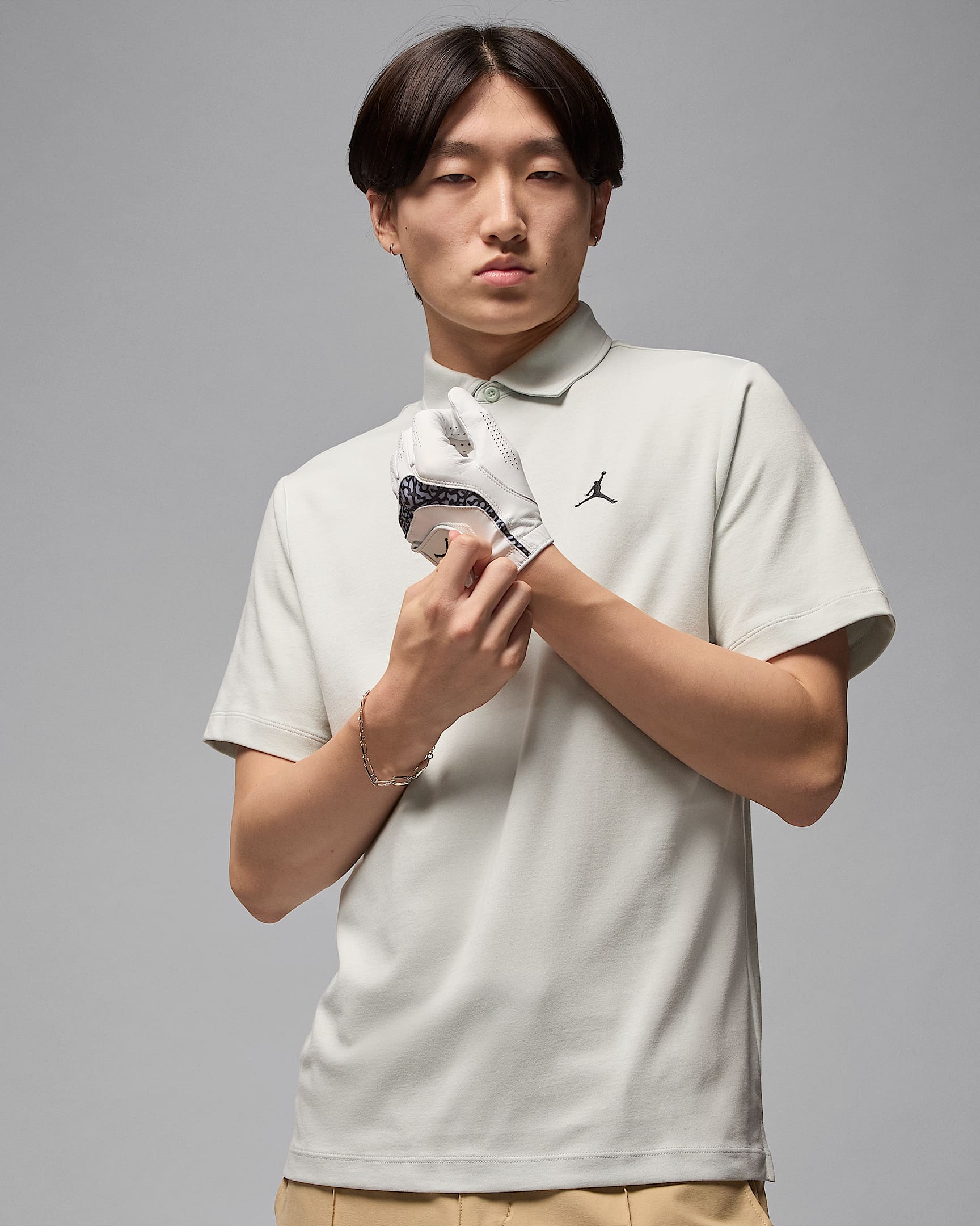 Ανδρική μπλούζα πόλο για γκολφ Dri-FIT Jordan Sport - Light Silver/Μαύρο