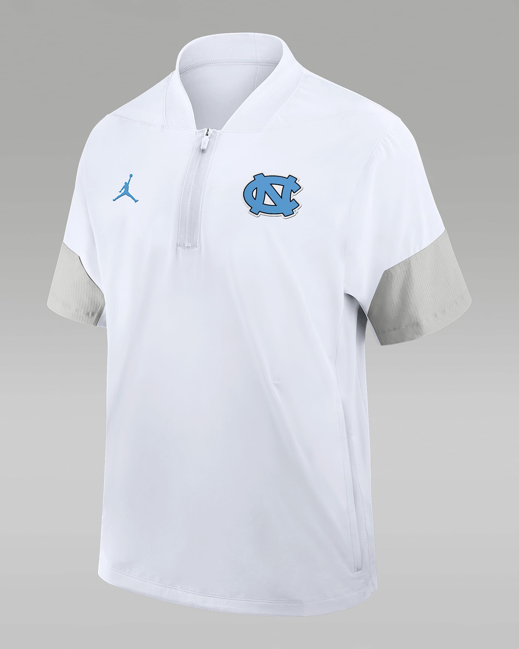 North Carolina Sideline Coach Men's Nike Jordan Brand 1/2-Zip Short-Sleeve Hooded Jacket - White