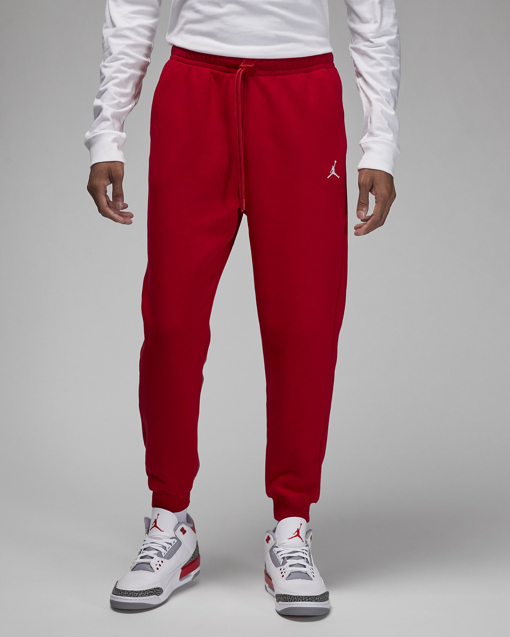 Jordan Brooklyn Fleece Jogger - Hombre - Gym Red/Blanco