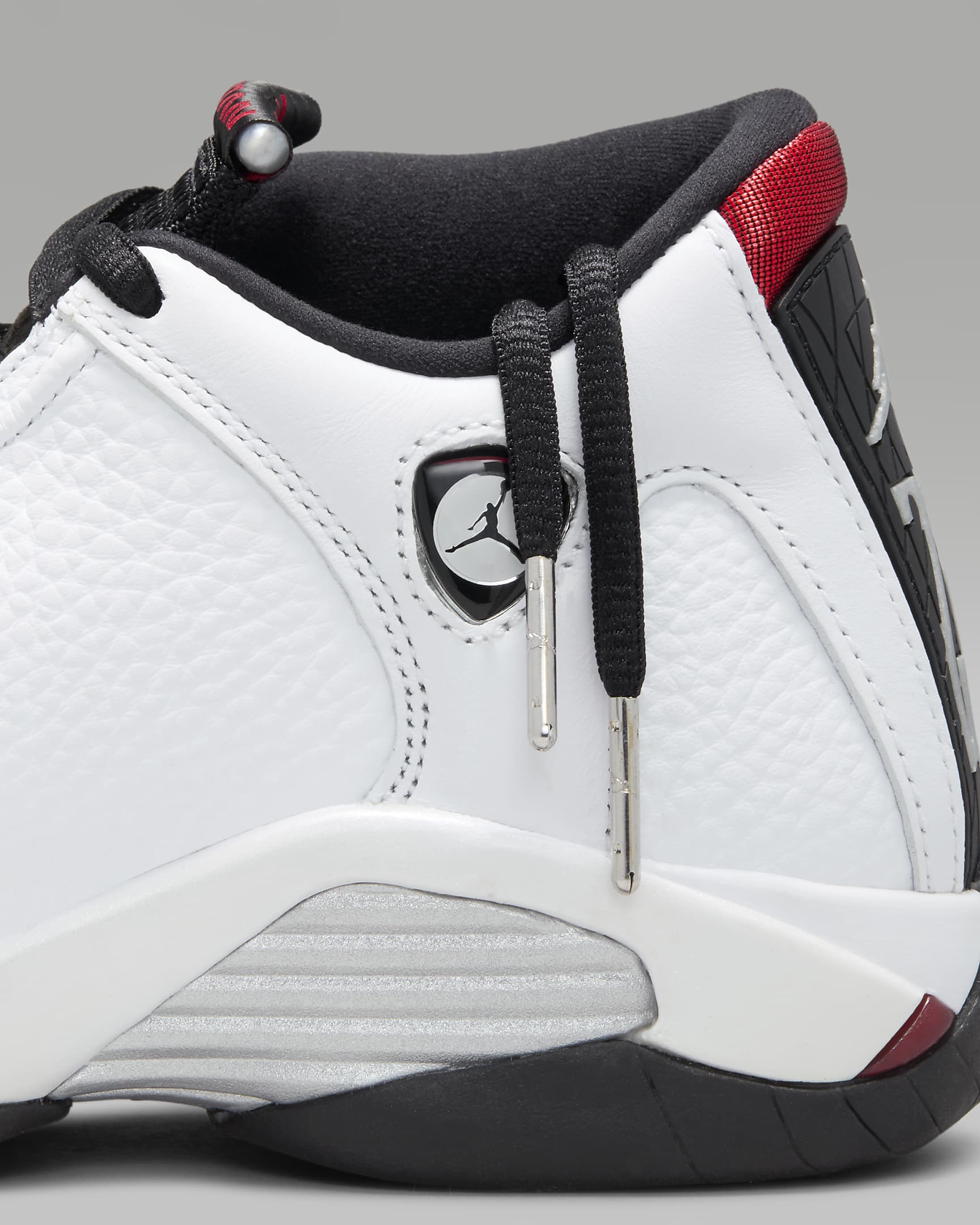 Air Jordan 14 Retro "Black Toe" Big Kids' Shoes - White/Black/Metallic Silver/Varsity Red