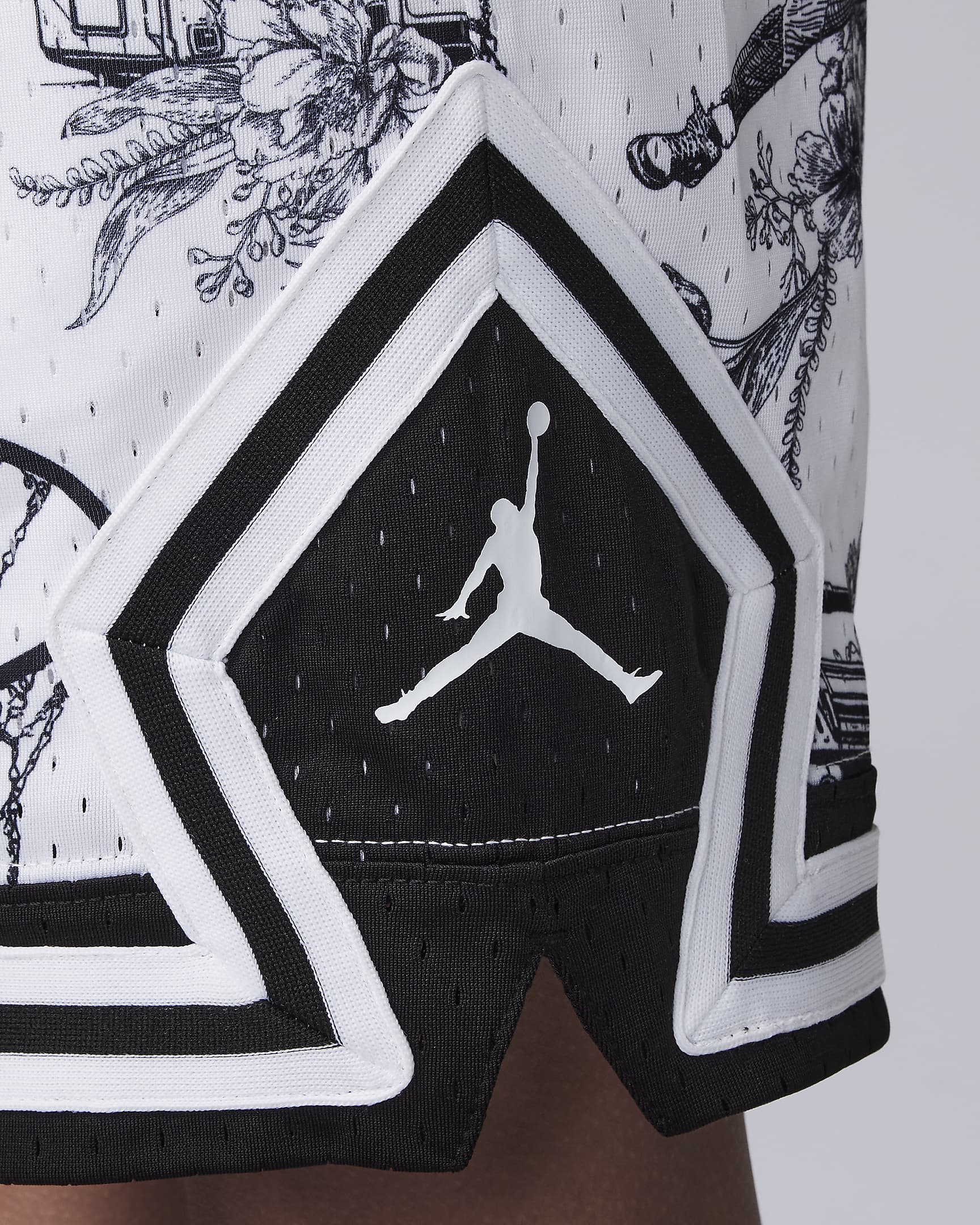 Calções estampados Sport Diamond MJ Jordan Dri-FIT Júnior - Branco/Preto