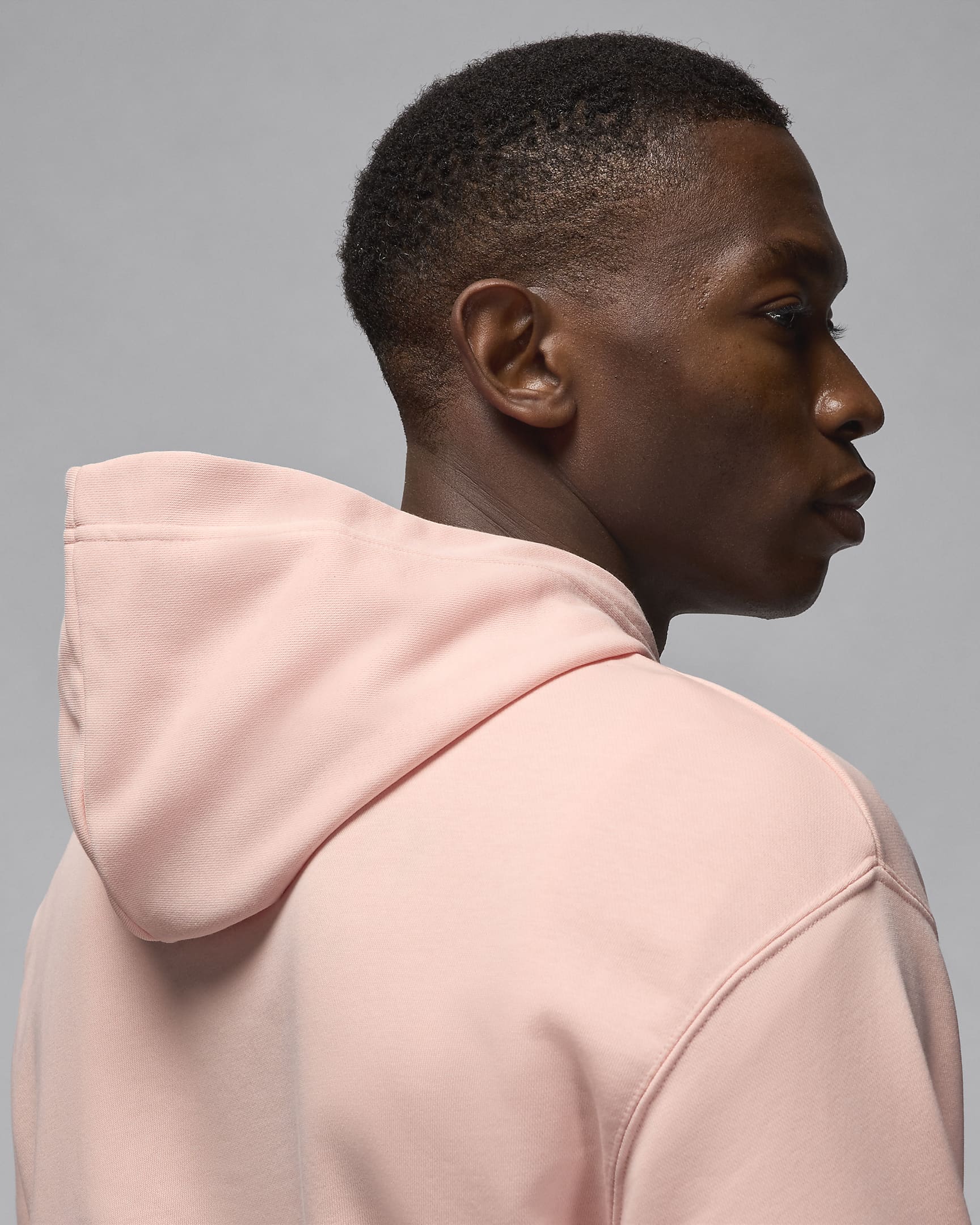 Huvtröja Jordan Essentials i loopback-fleece för män - Legend Pink/Vit