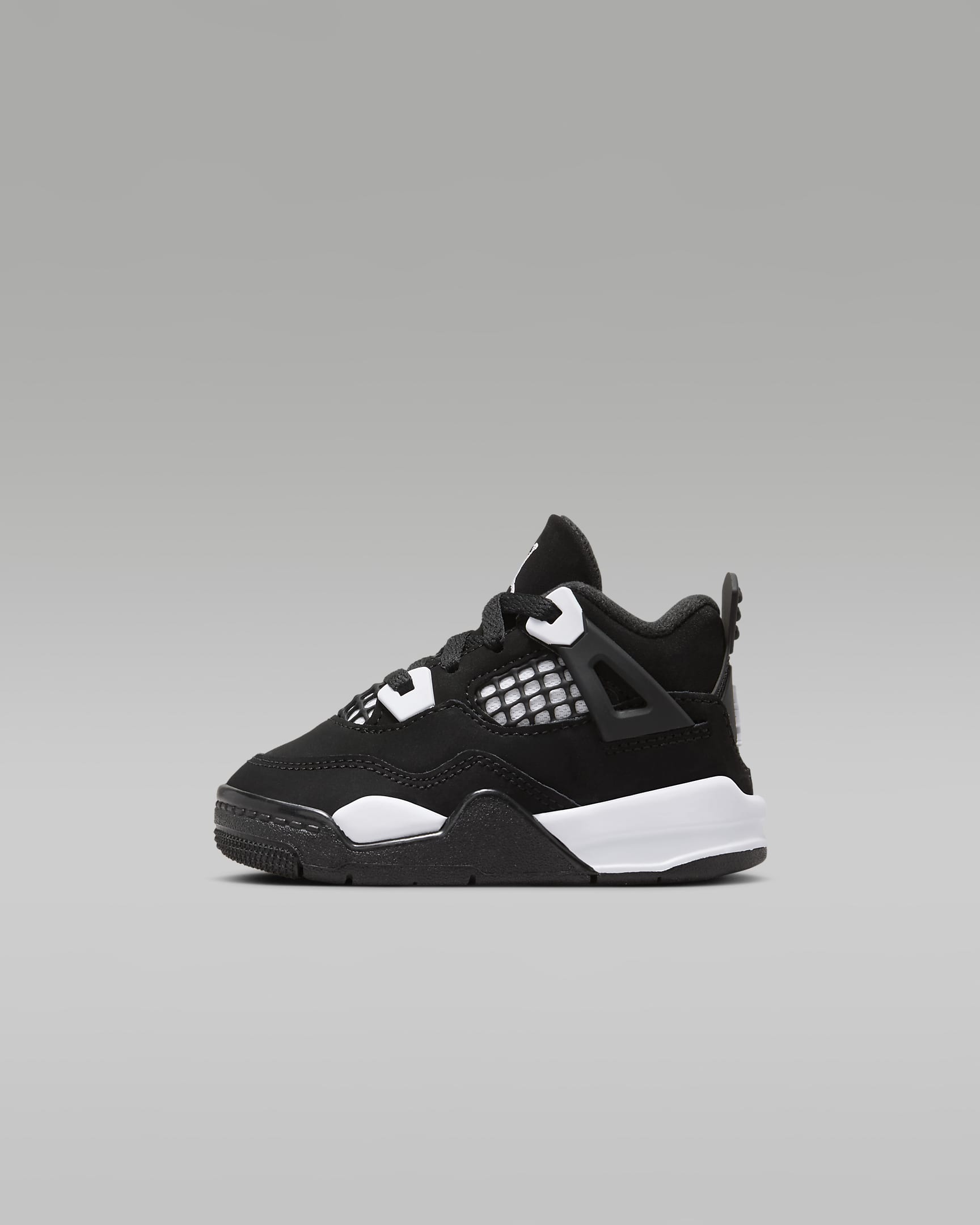 Jordan 4 Retro "White Thunder" Baby/Toddlers Shoes - Black/Black/White