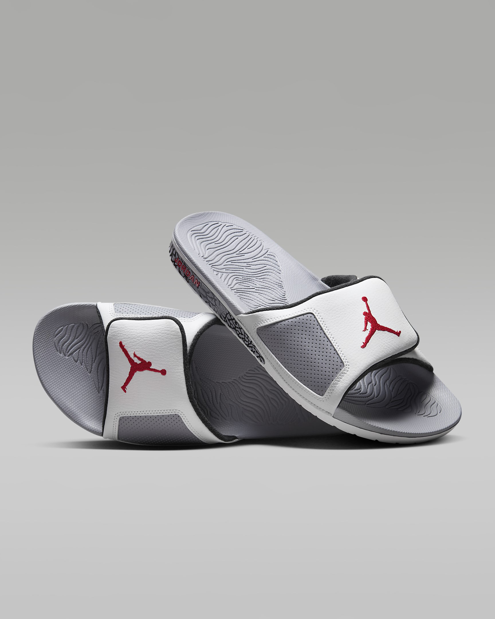 Jordan Hydro III Men's Slides - Summit White/Cement Grey/Black/Fire Red