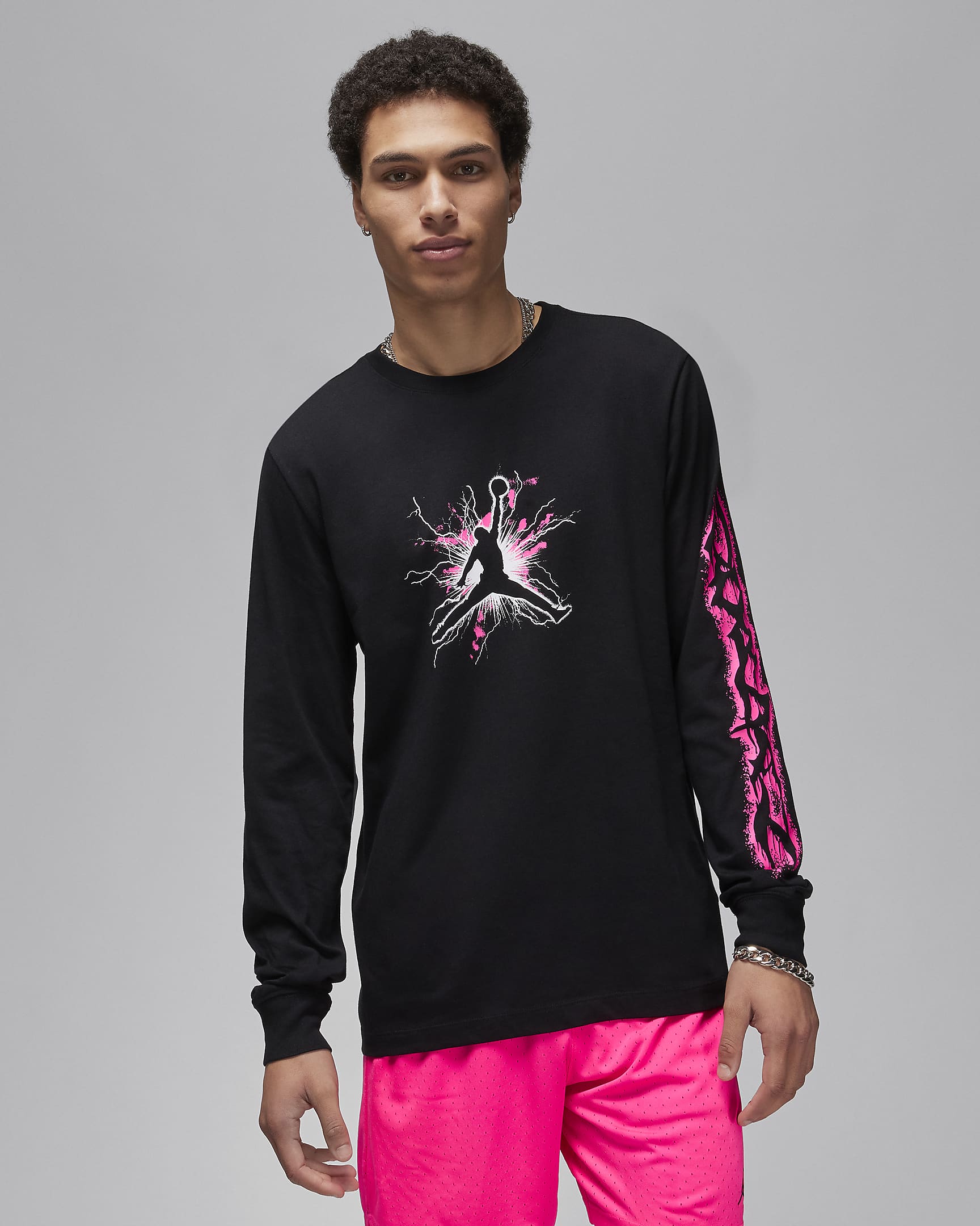 Jordan Sport Men's Dri-FIT Long-Sleeve T-Shirt - Black/Hyper Pink/Black