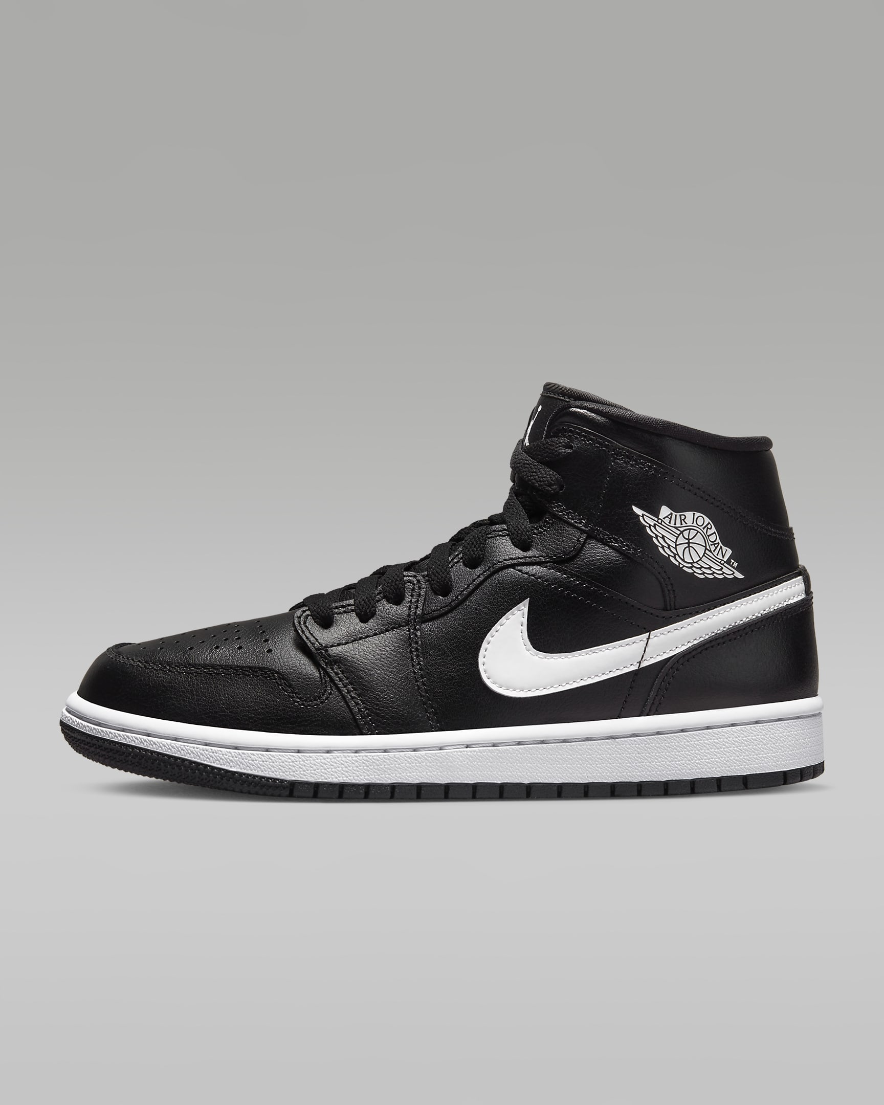 Air Jordan 1 Mid Women's Shoes - Black/Black/White