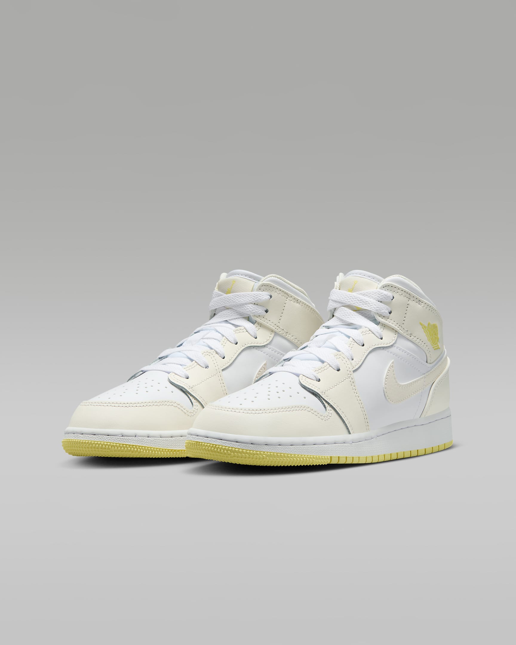 Air Jordan 1 Mid Older Kids' Shoes - Sail/White/Light Laser Orange