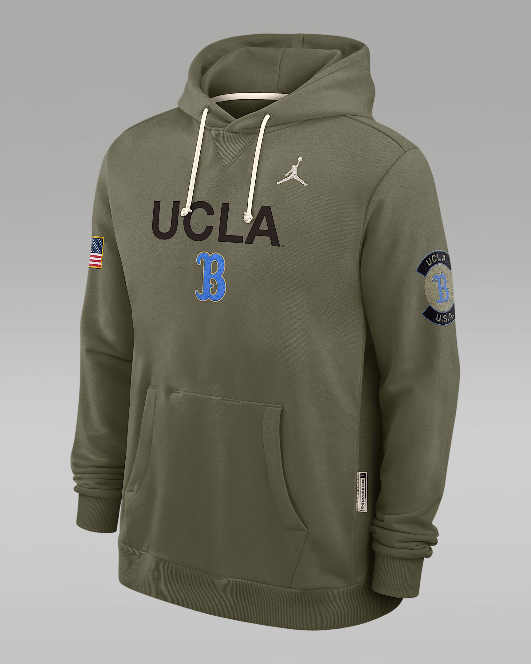 UCLA 2025 Military Appreciation Men's Jordan Brand Dri-FIT College Pullover Hoodie - Olive