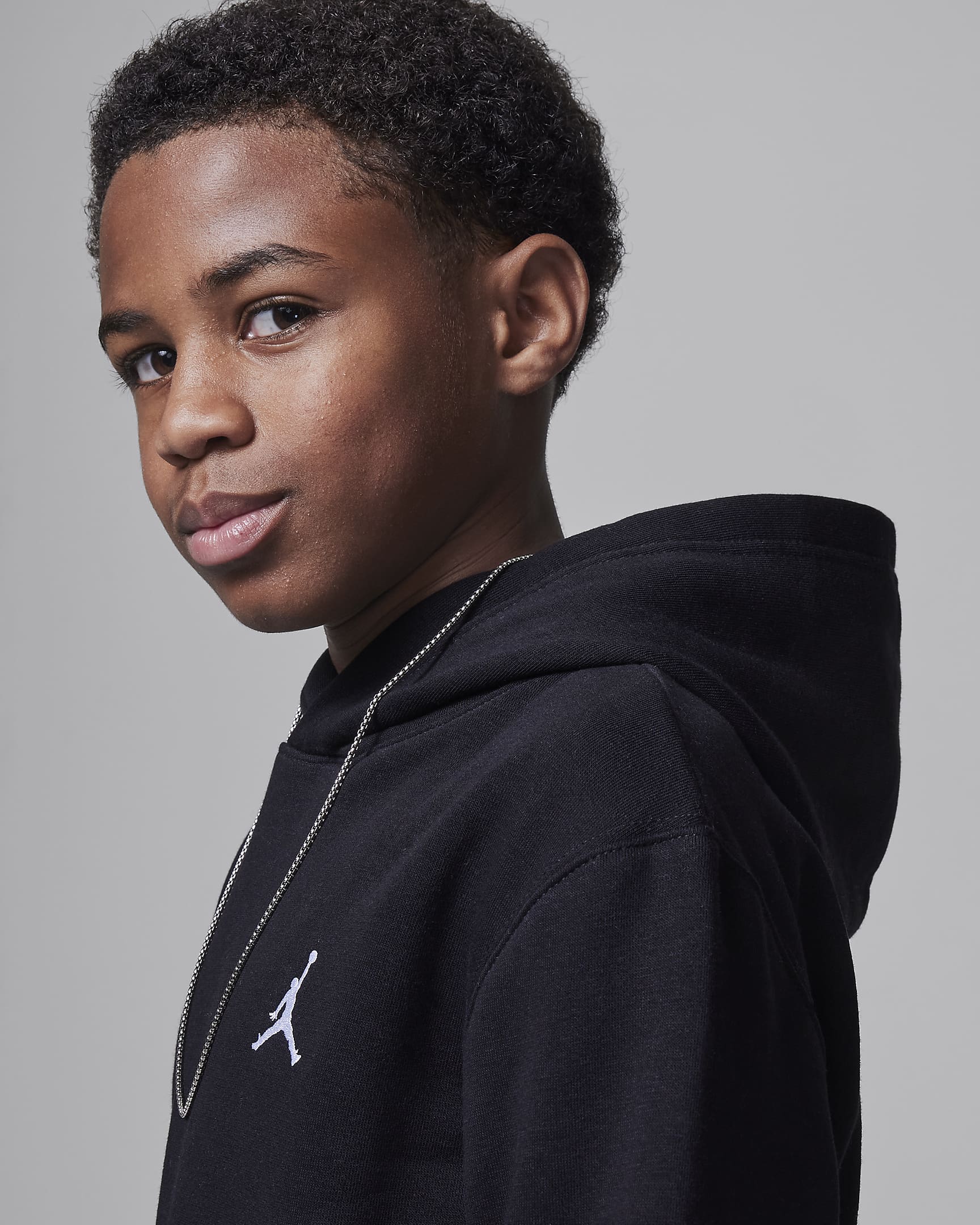 Jordan MJ Brooklyn Older Kids' Fleece Pullover Hoodie - Black