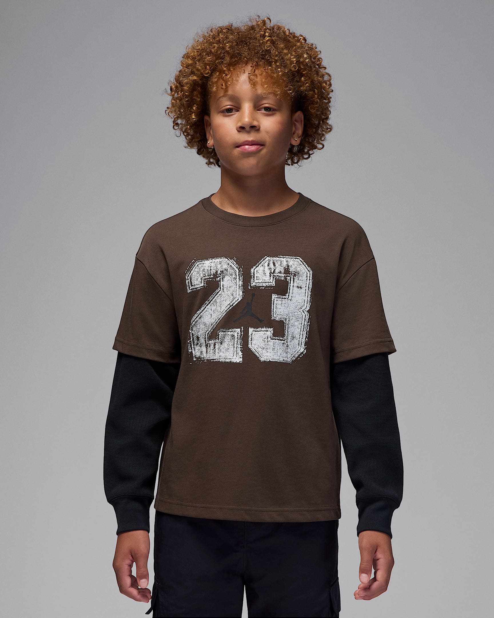 Jordan MVP Big Kids' Twofer T-Shirt - Baroque Brown
