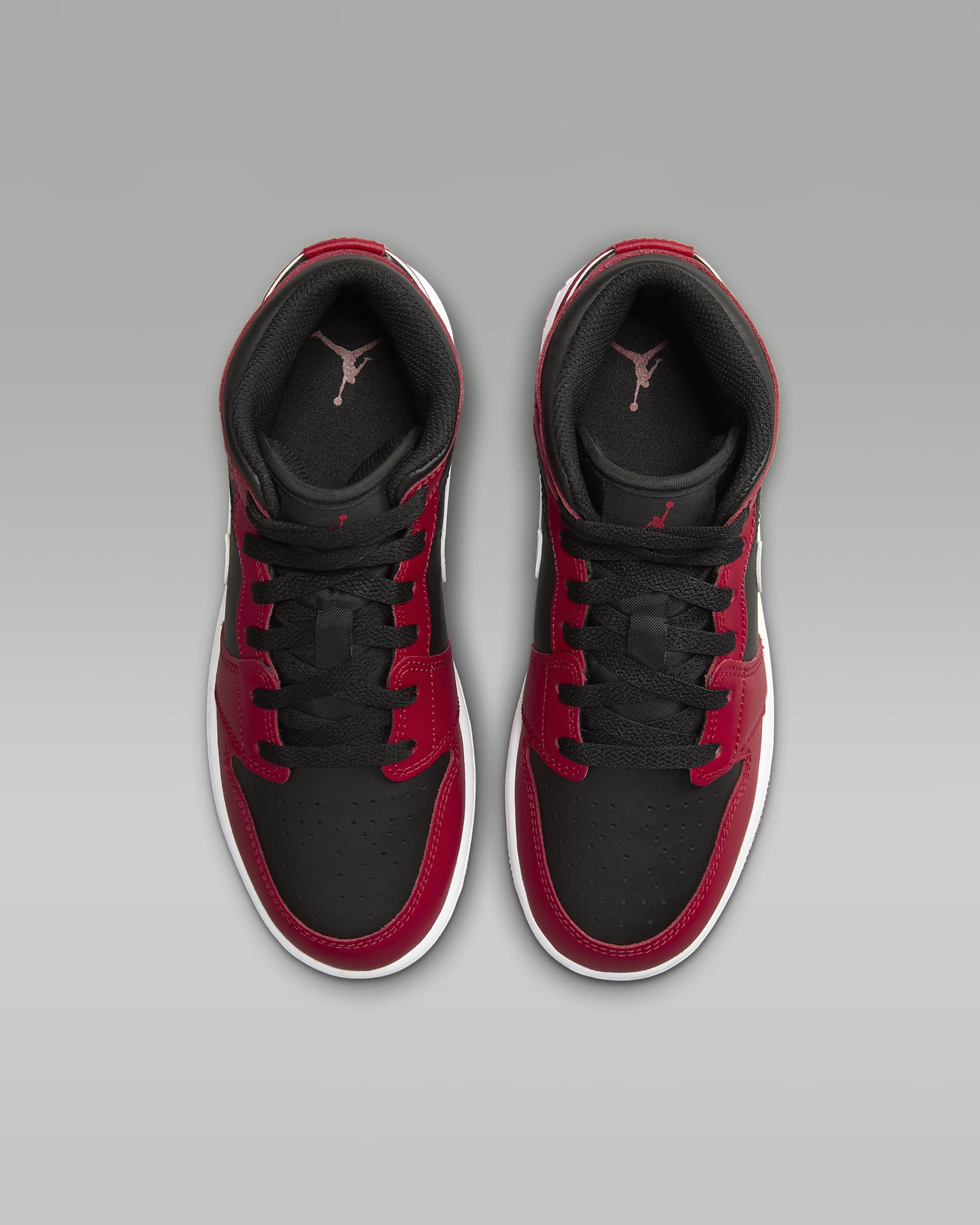 Scarpa Air Jordan 1 Mid - Ragazzi - Nero/Gym Red/Bianco