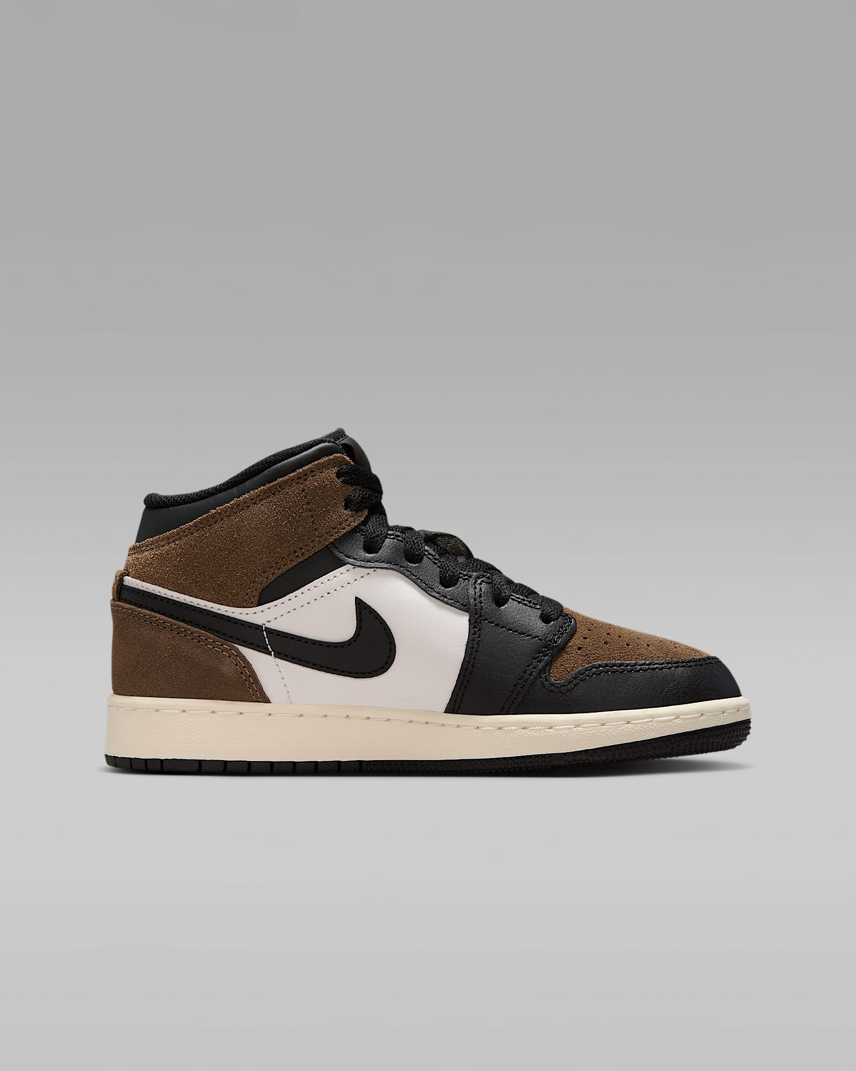 Air Jordan 1 Mid Big Kids' Shoes - Black/Palomino/University Red/Phantom