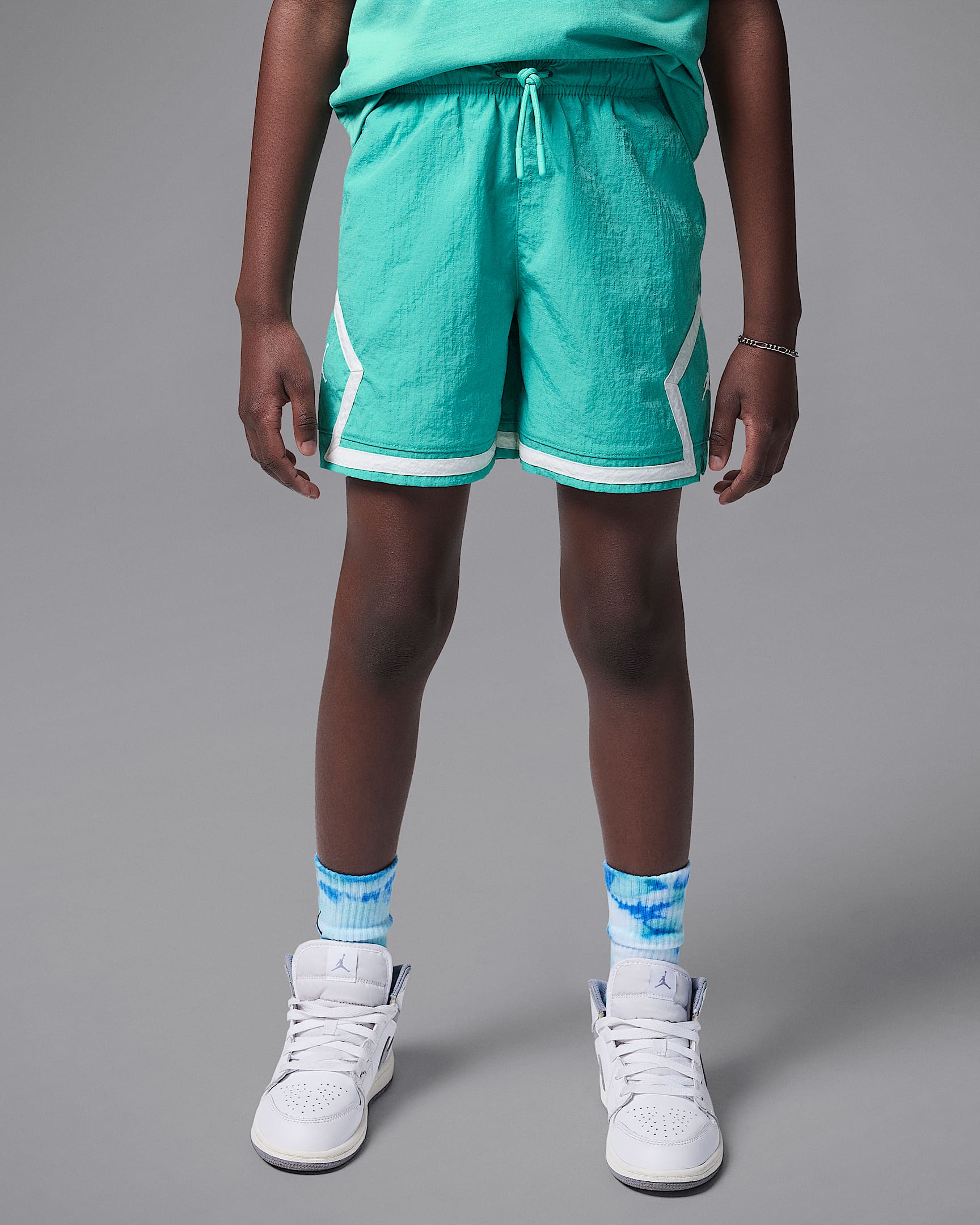 Shorts para la alberca de tejido Woven Diamond para niños talla pequeña Jordan - Azul verdoso lavado