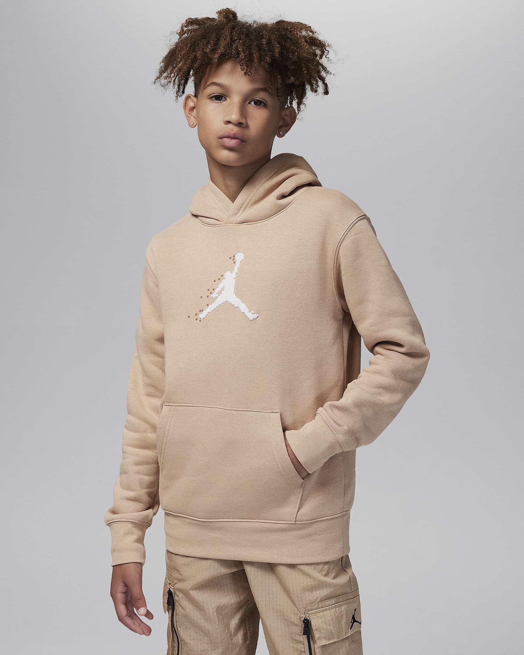 Jordan MJ Essentials Member Pullover Big Kids Hoodie - Hemp