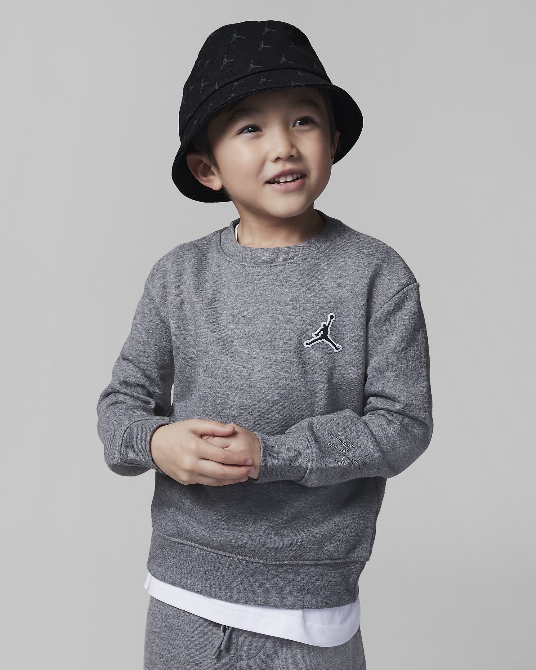 Jordan Essentials French Terry Crew Little Kids' Top - Carbon Heather