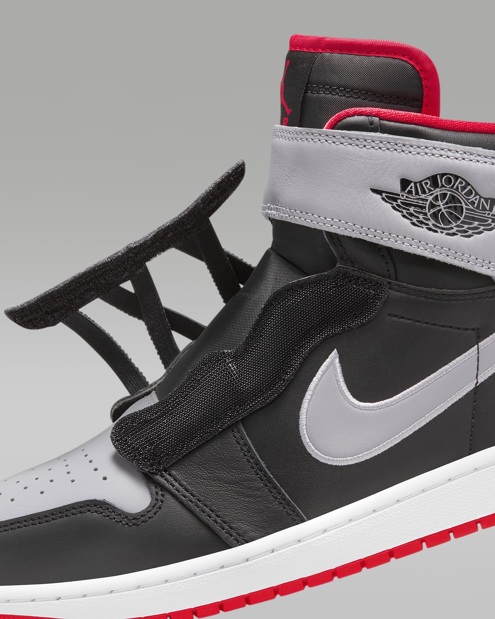 Air Jordan 1 Hi FlyEase Men's Shoes - Black/Cement Grey/White/Fire Red