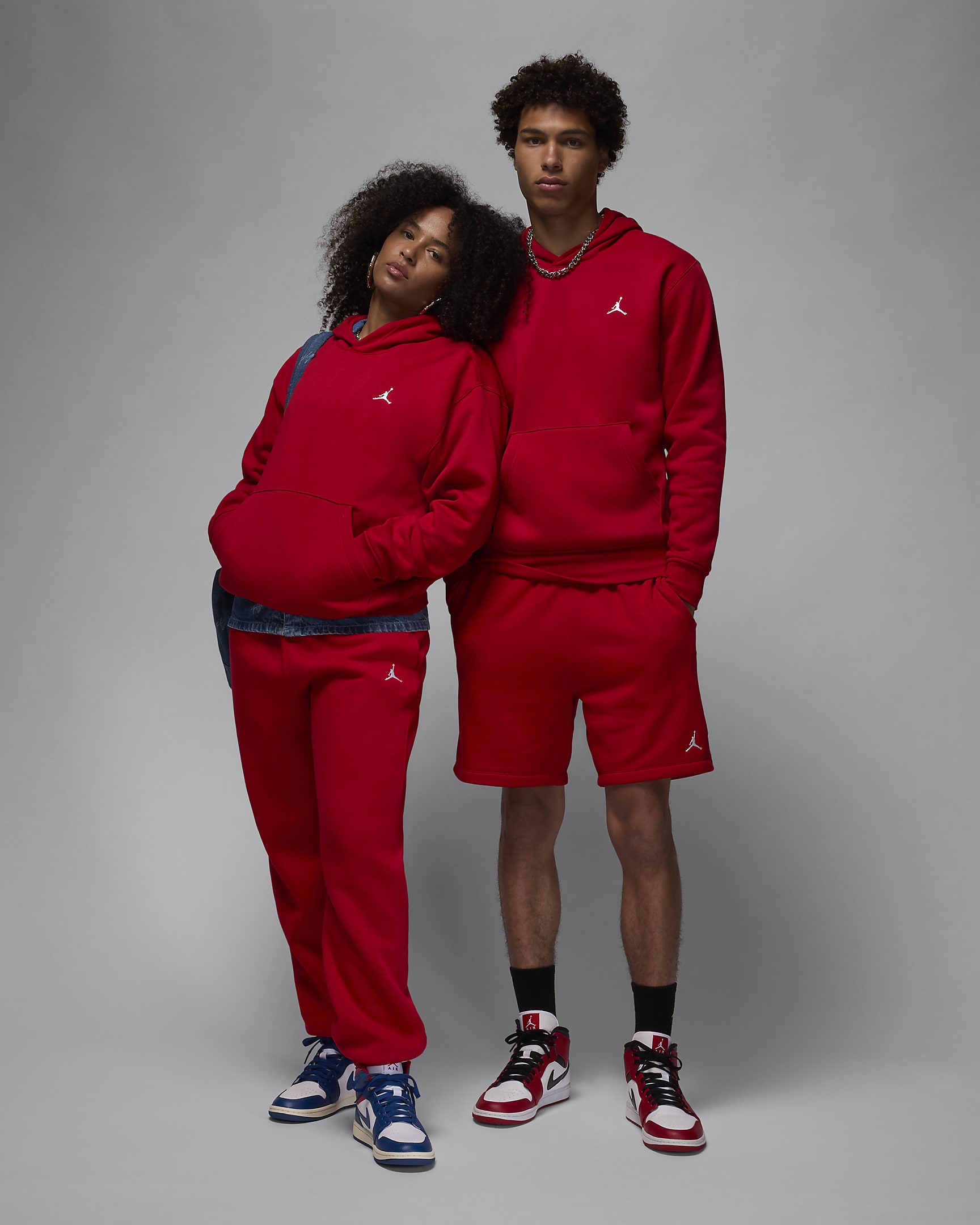 Sweat à capuche en tissu Fleece Jordan Brooklyn pour homme - Gym Red/Blanc