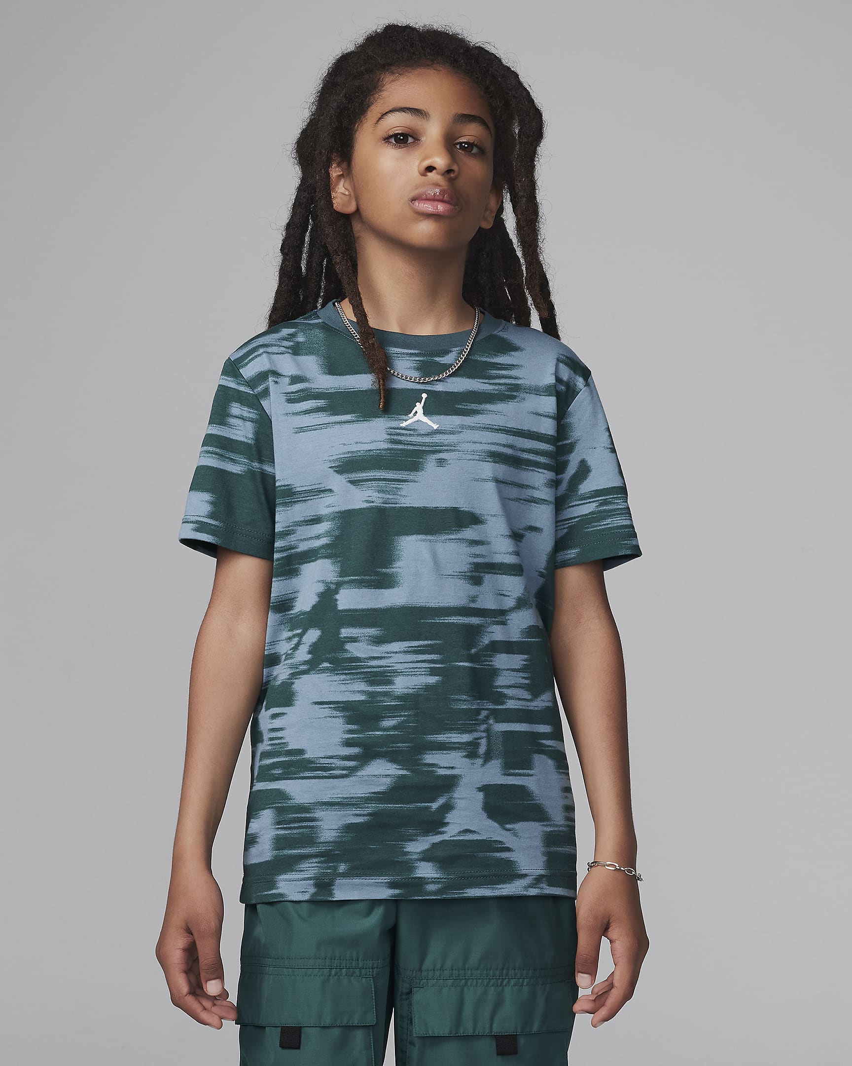 Jordan MVP Big Kids' Motion Printed T-Shirt - Oxidized Green