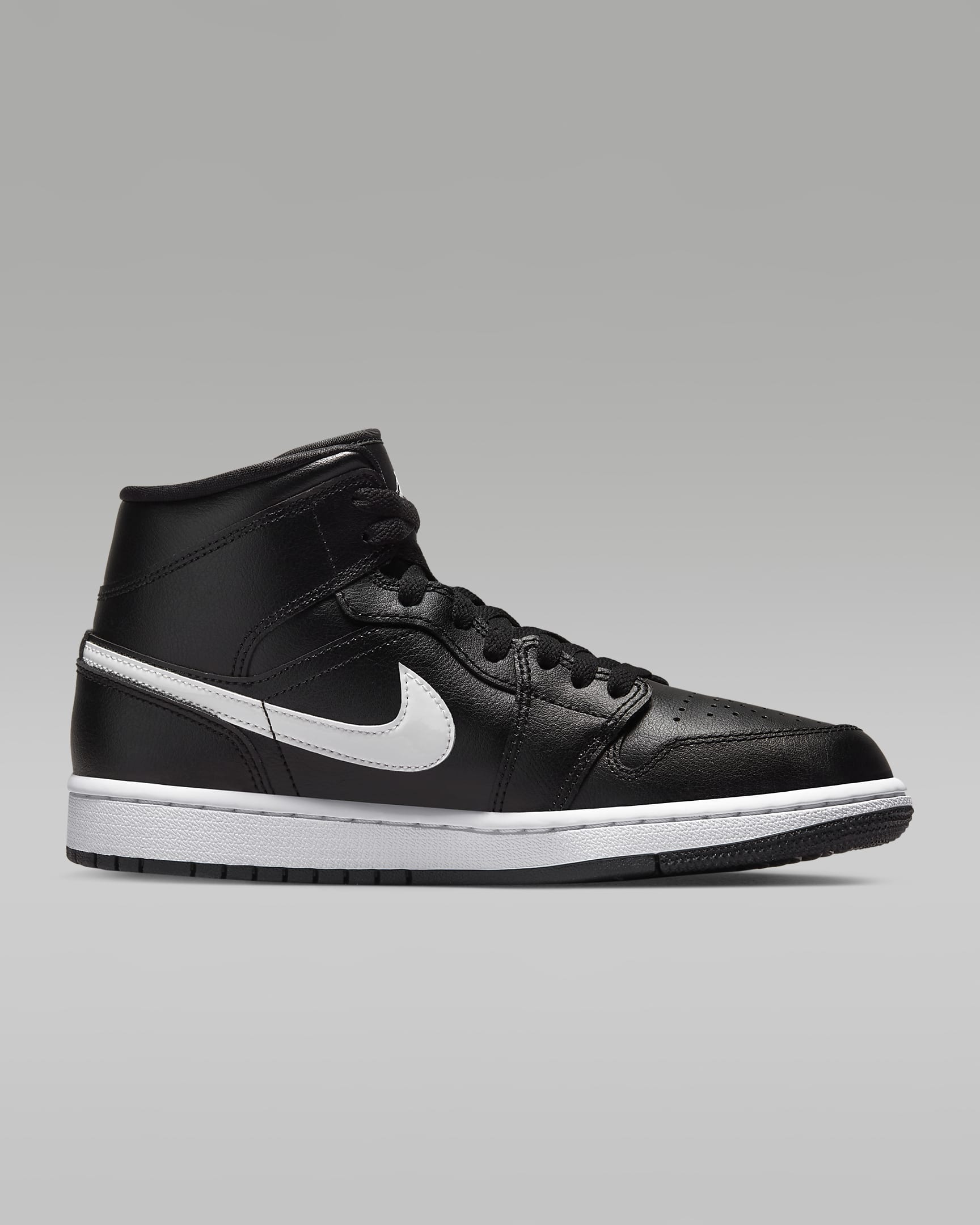 Air Jordan 1 Mid Women's Shoes - Black/Black/White